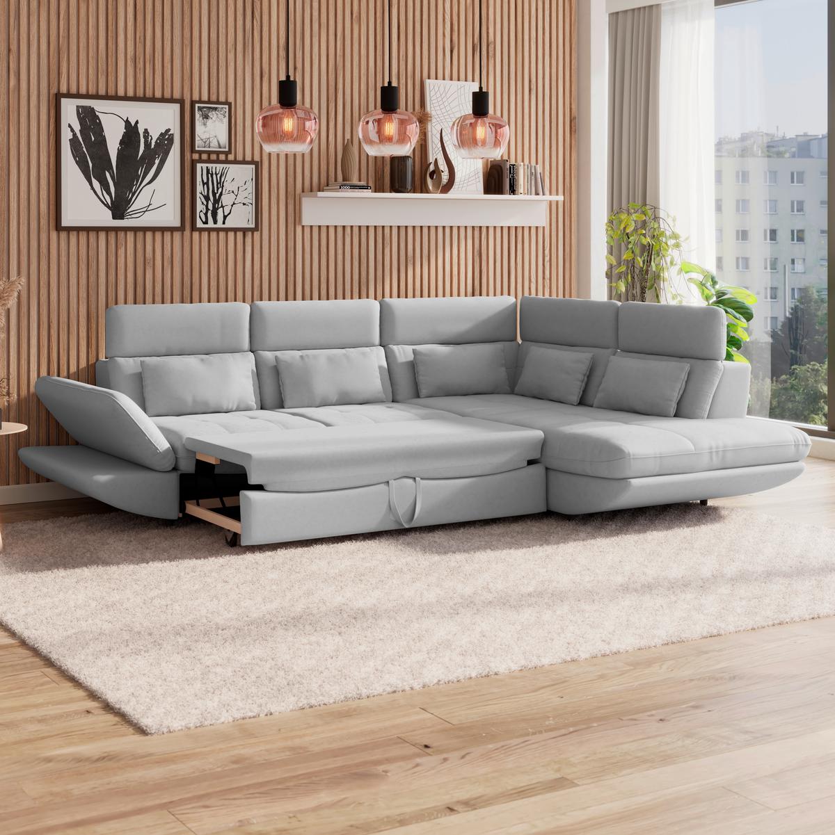 Wohnlandschaft Park - Hellgrau/Schwarz, MODERN, Textil (311/233cm) - Luca Bessoni