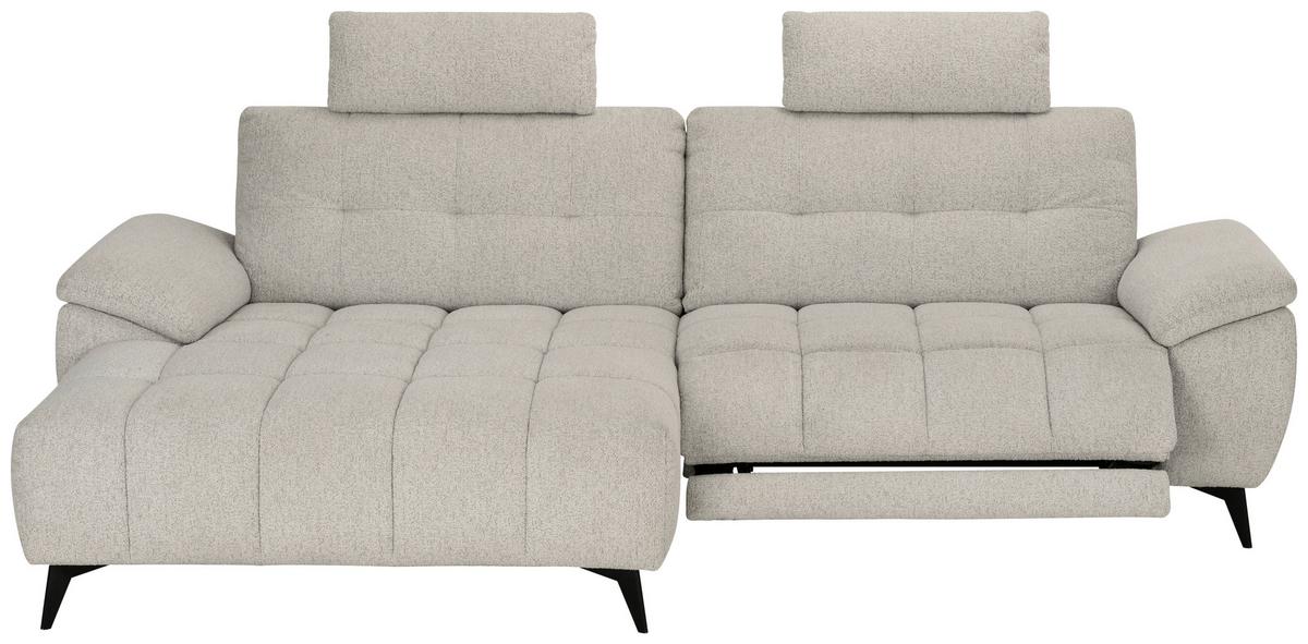 Sedací souprava VENICE, levá, bílá, elektrické nastavení noh - bílá/černá, Moderní, kov/dřevo (156/268cm) - Premium Living