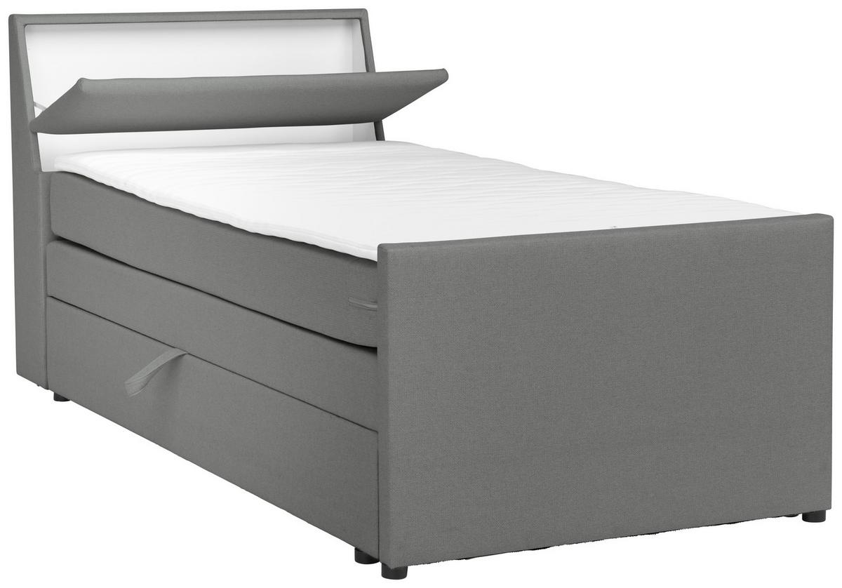 Boxspringbett Mit Bettkasten Nida 100x200 Cm Grau - Schwarz/Grau, MODERN, Holz/Textil (100/200cm) - MID.YOU