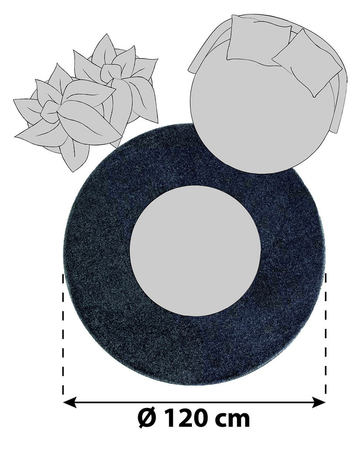Hochflor Teppich Grau Ata Rund Ø 120 cm - Grau, KONVENTIONELL, Textil (120cm) - Novel