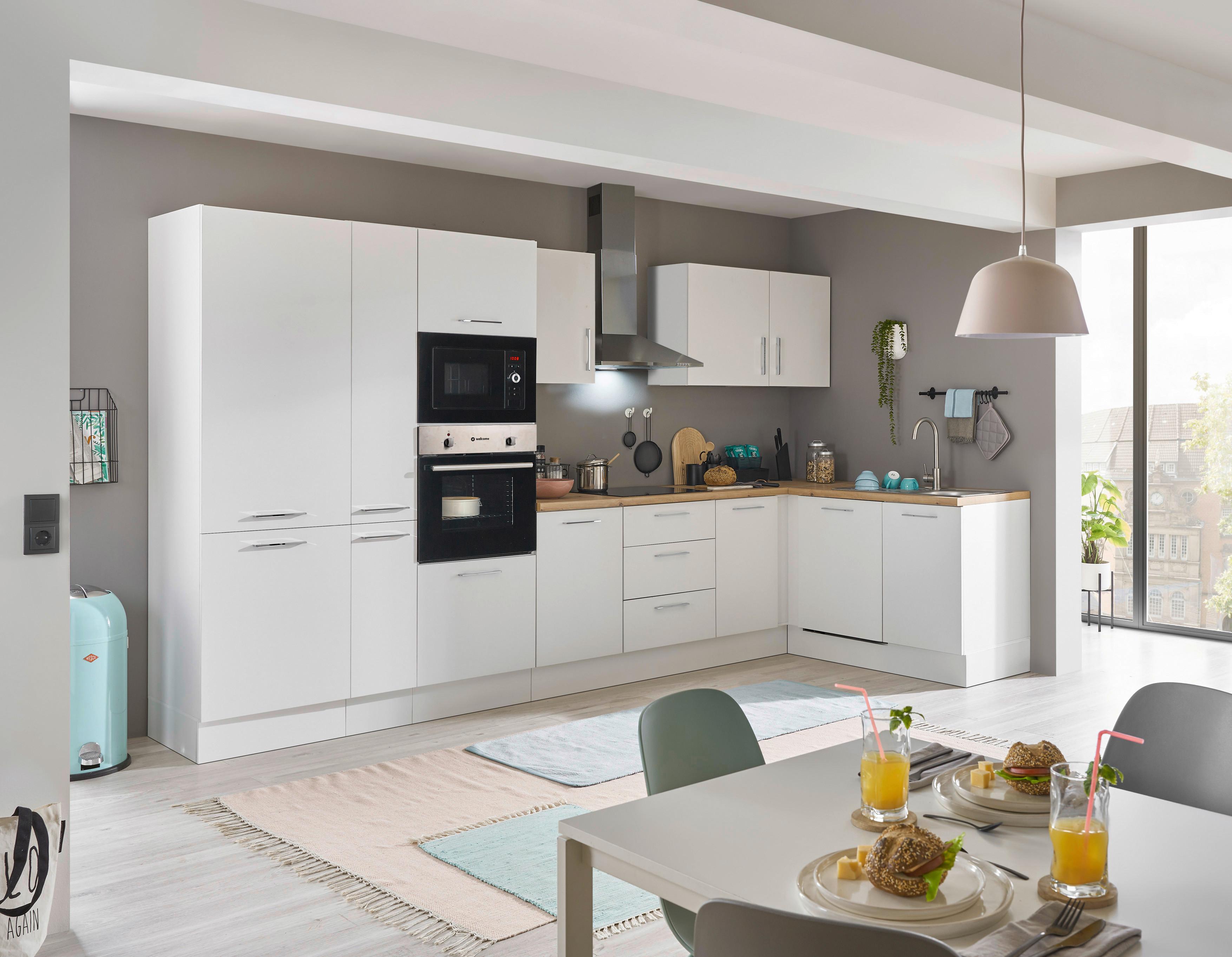 Eckküche Turin Weiss/Eiche Dekor 370x175 cm - Weiß/Eiche Artisan, Basics, Holzwerkstoff (370/175cm) - MID.YOU