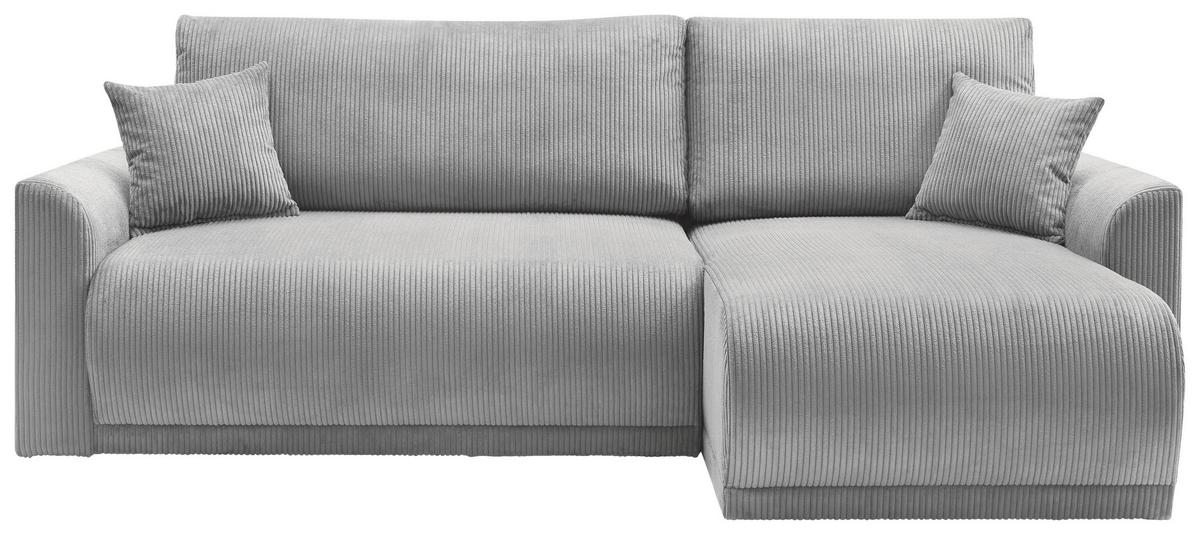 Rohová sedačka KIM L146, oboustranná, šedý manšestr - šedá, Moderní, dřevo (233/146cm)