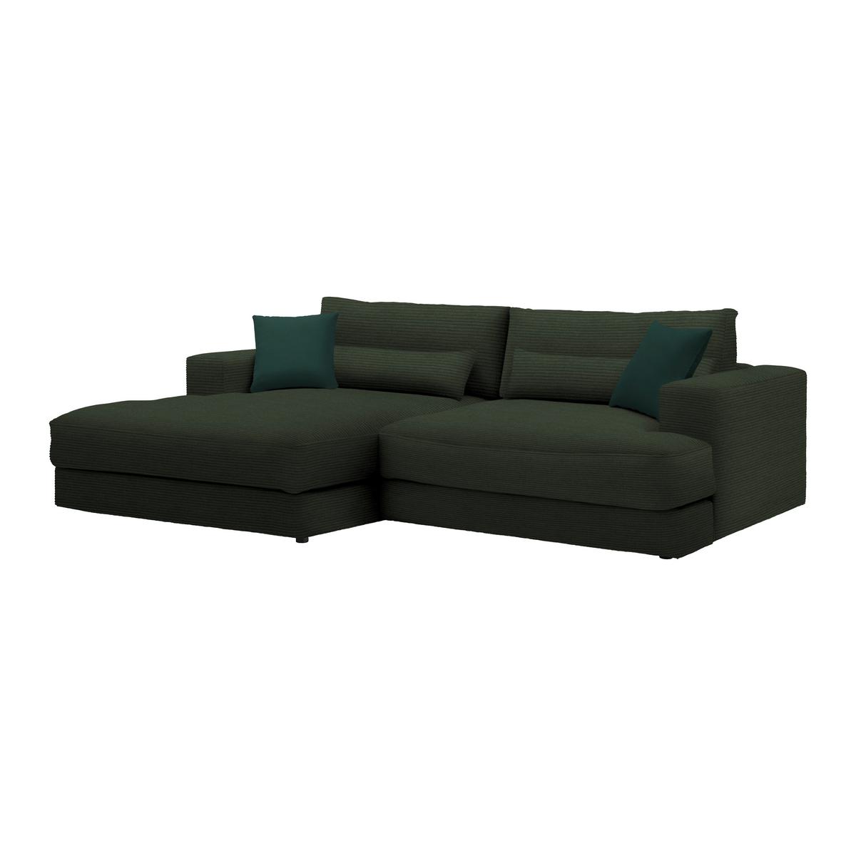 Rohová sedačka FABIONA, ľavá, zelený menčester / zelená - čierna/zelená, Modern, drevo/plast (194/268cm) - Premium Living