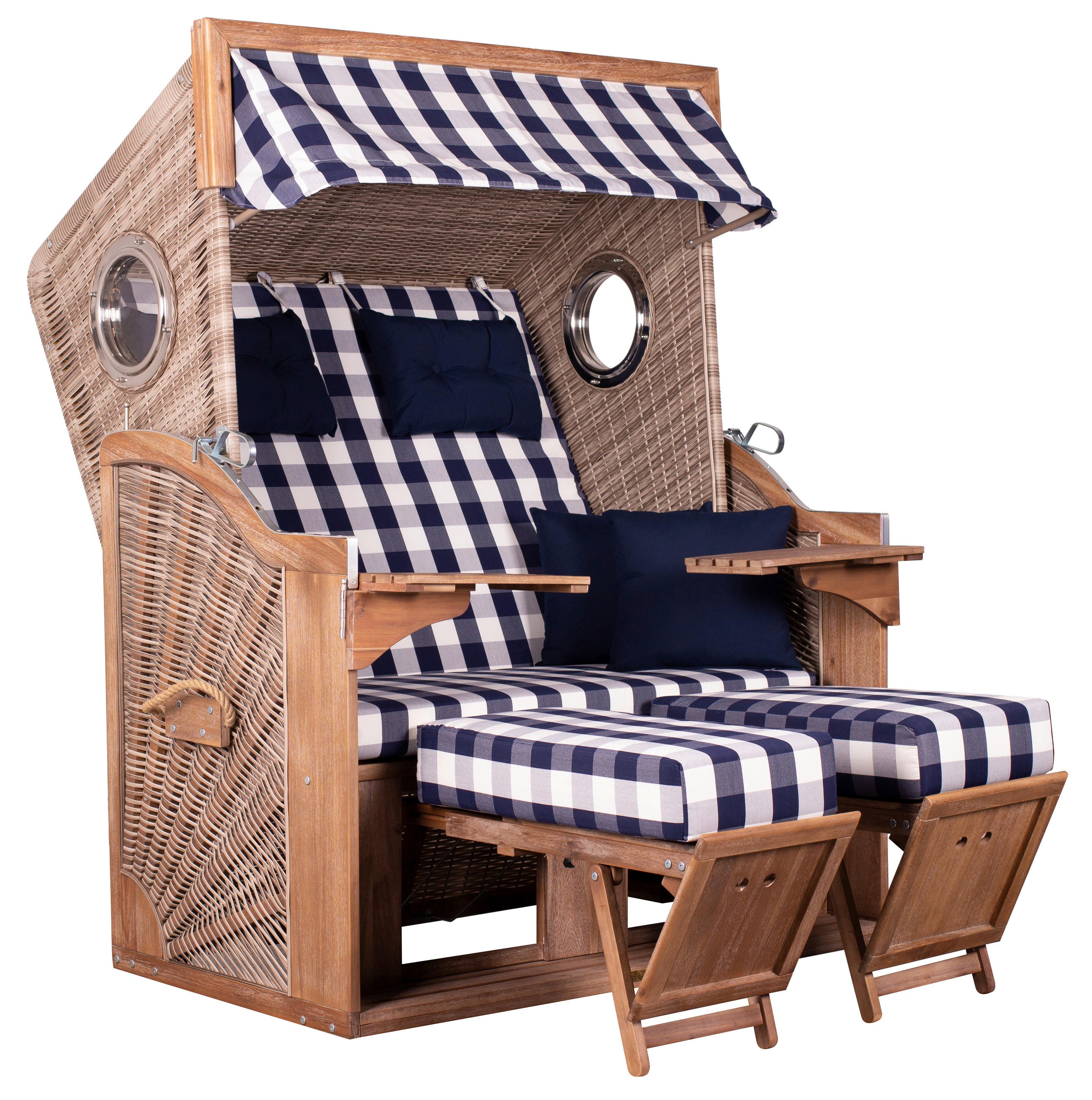 Strandkorb Greenline Akaziefarben - Akaziefarben, LIFESTYLE, Holz/Kunststoff (130/165/80cm)