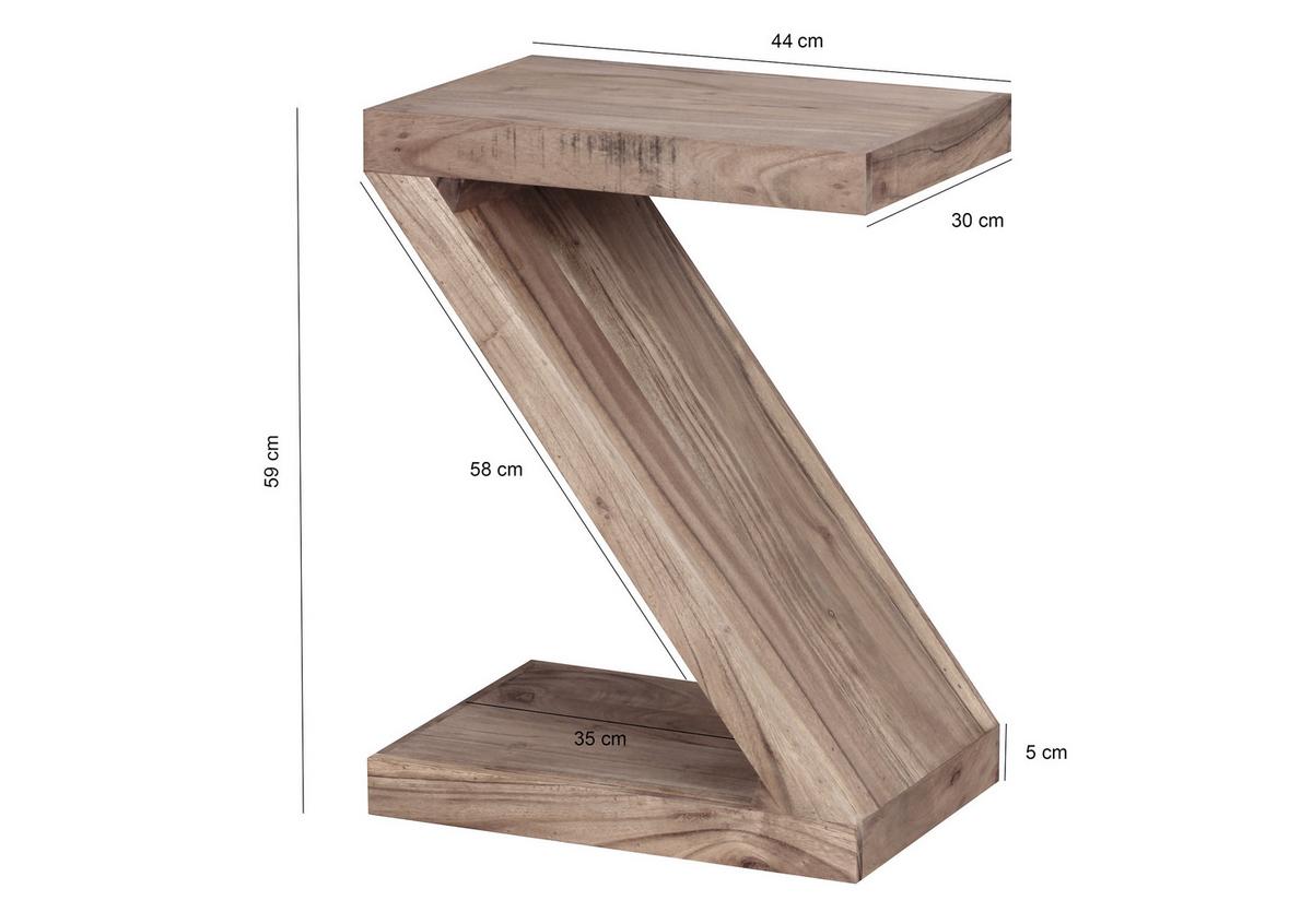 Príručný stolík Mumbai masív - farba akácie, Design, drevo (44/30/59cm) - MID.YOU