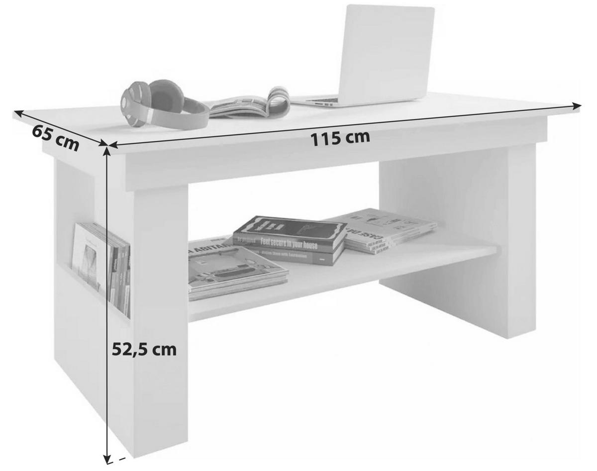 Couchtisch Kobila ,weiß - Weiß, Basics, Holzwerkstoff (65/115/52,5cm) - MID.YOU