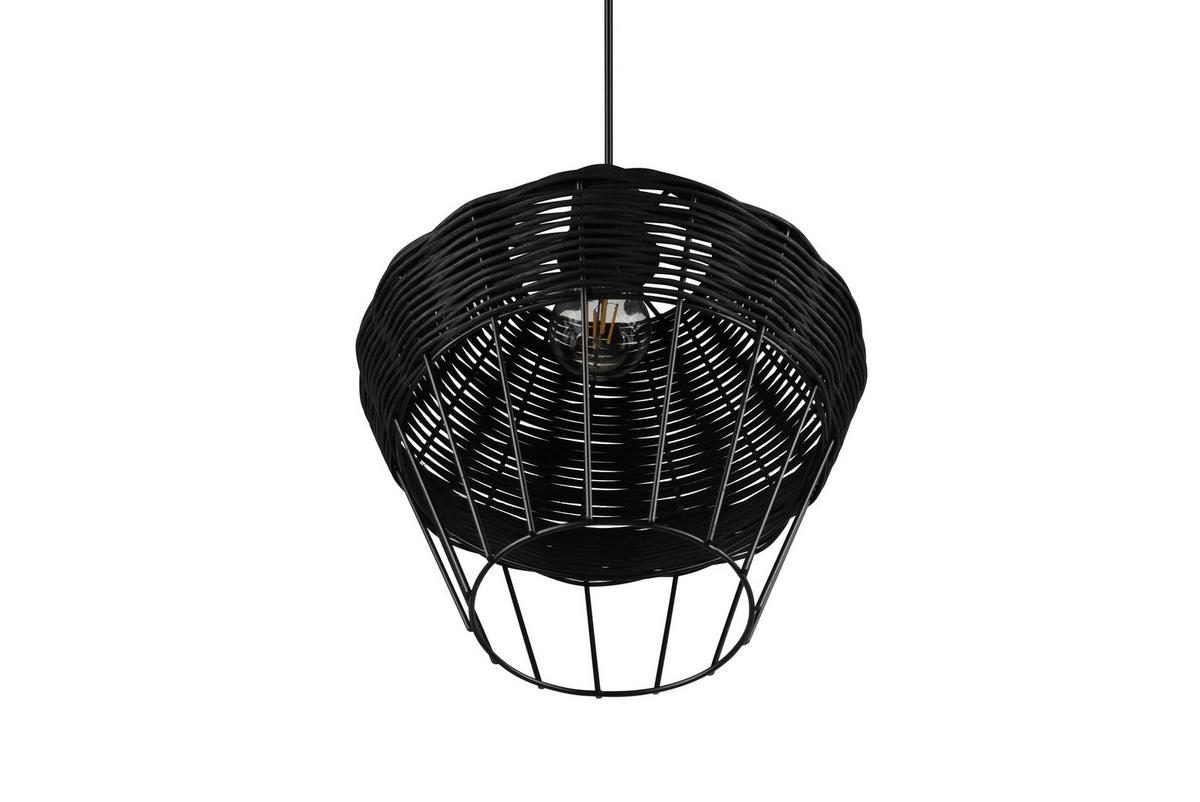 Hängeleuchte Borka H: 150 cm 1-Flammig - Schwarz, ROMANTIK / LANDHAUS, Holz/Metall (30/150cm)