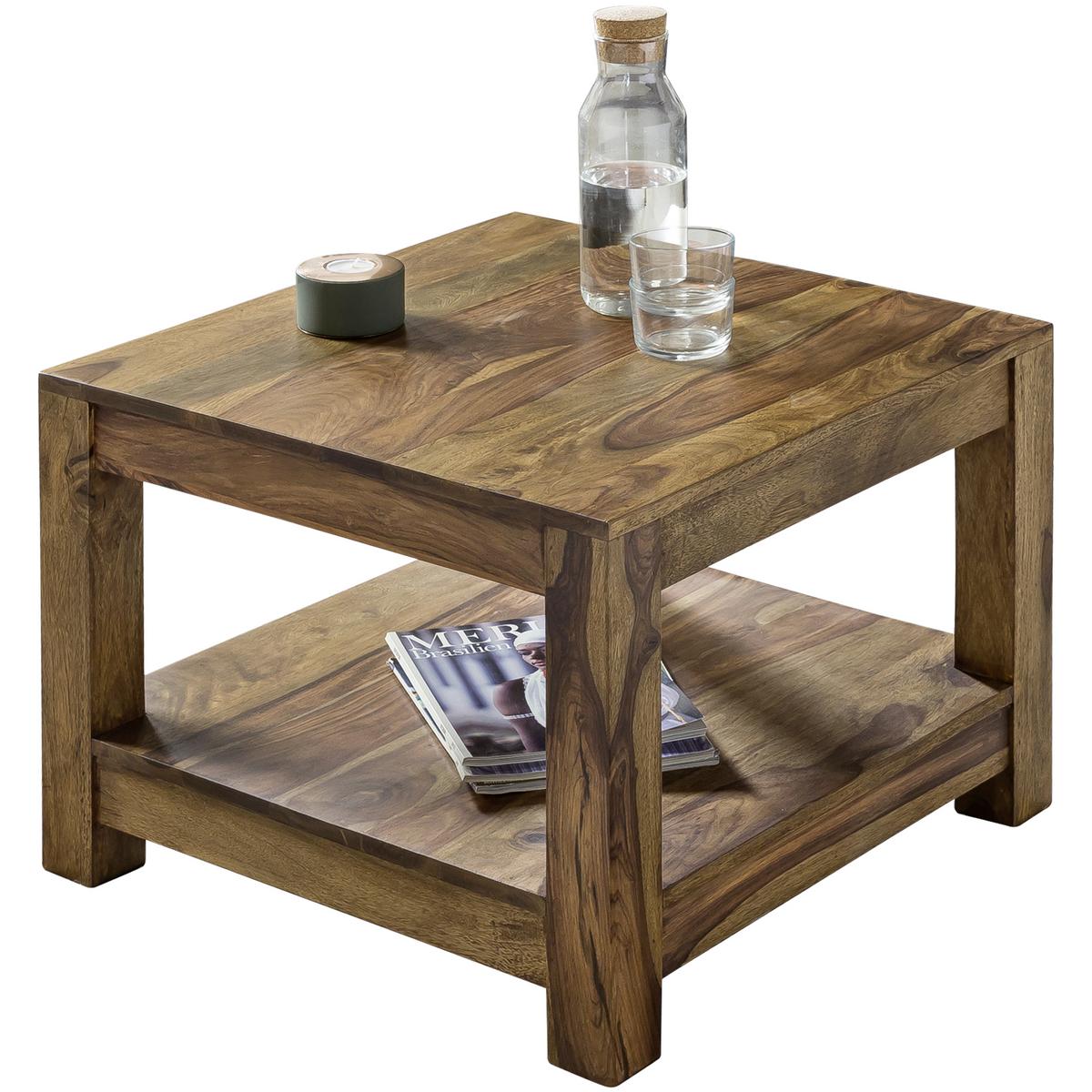 Couchtisch Holz Massiv Mit Ablageplatte Mumbai, Sheesham - Sheeshamfarben, Design, Holz (60/60/40cm) - MID.YOU