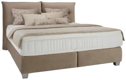 Posteľ boxspring Fog 160x200cm,béžová - strieborná/béžová, Lifestyle, drevo/kompozitné drevo (160/200cm) - Premium Living