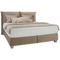Postel boxspring Fog 160x200cm,béžová - barvy stříbra/béžová, Lifestyle, dřevo/kompozitní dřevo (160/200cm) - Premium Living