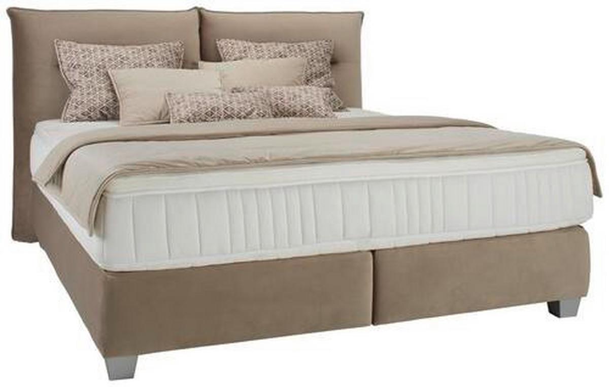 Postel boxspring Fog 160x200cm,béžová - barvy stříbra/béžová, Lifestyle, dřevo/kompozitní dřevo (160/200cm) - Premium Living