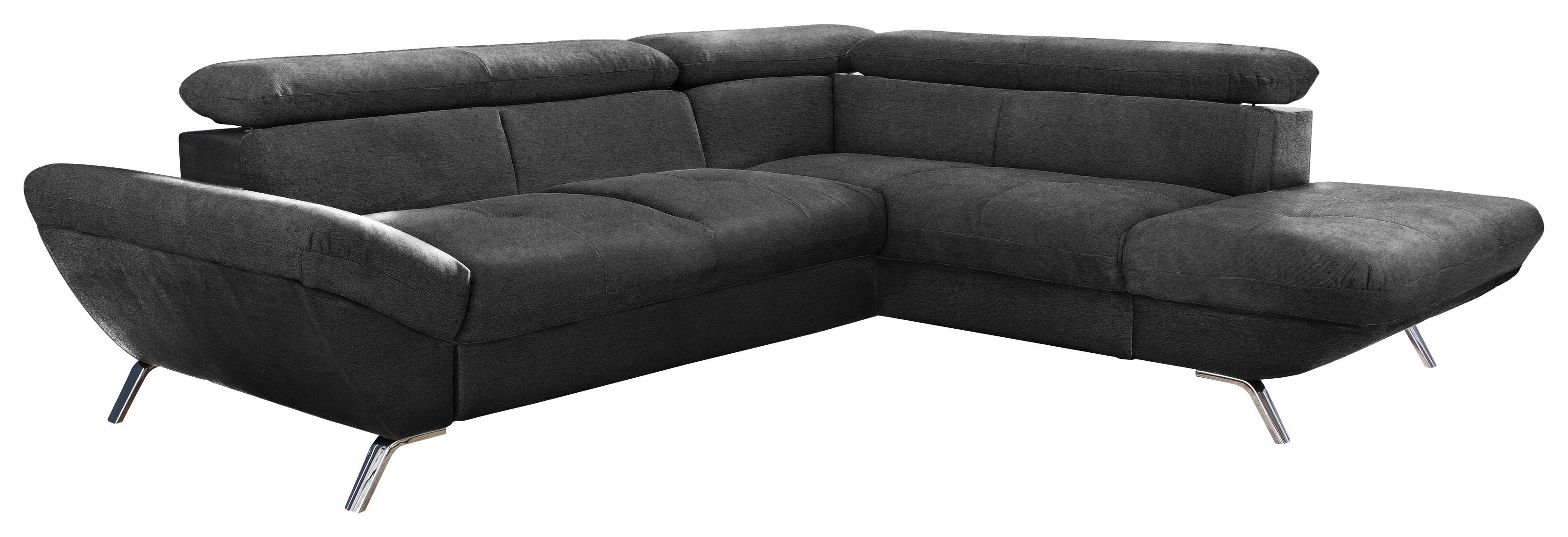 Wohnlandschaft Venice ca. 255x212 cm - Chromfarben/Schwarz, Design, Textil (255/212cm) - Carryhome