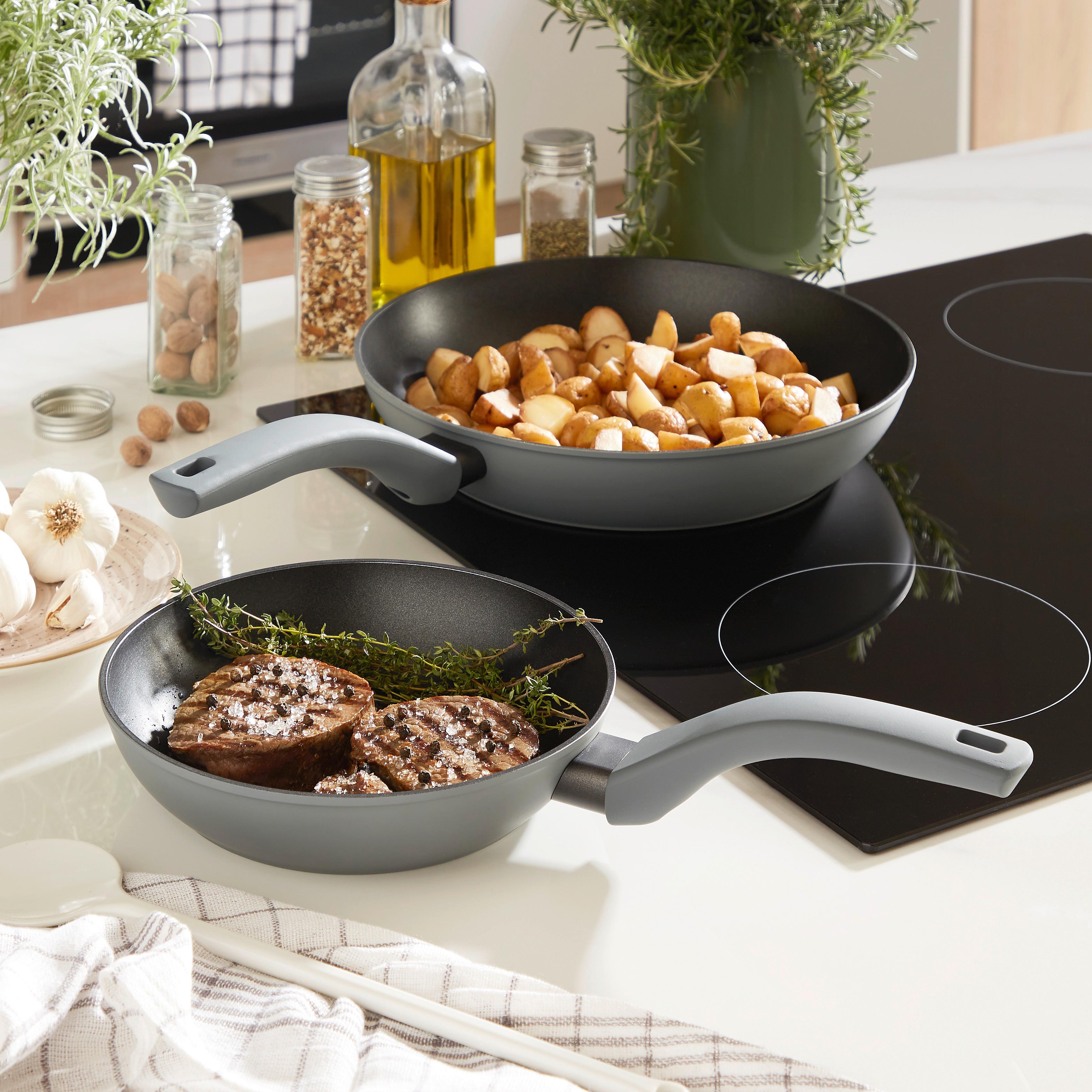 Pfannenset Dirk 2-Tlg. Antihaftbeschichtung - Schwarz/Grau, KONVENTIONELL, Kunststoff/Metall - James Wood