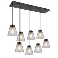 Hängeleuchte Globo H: 125 Cm 8-Flammig - Schwarz, Basics, Glas/Metall (94/34/125cm) - Globo