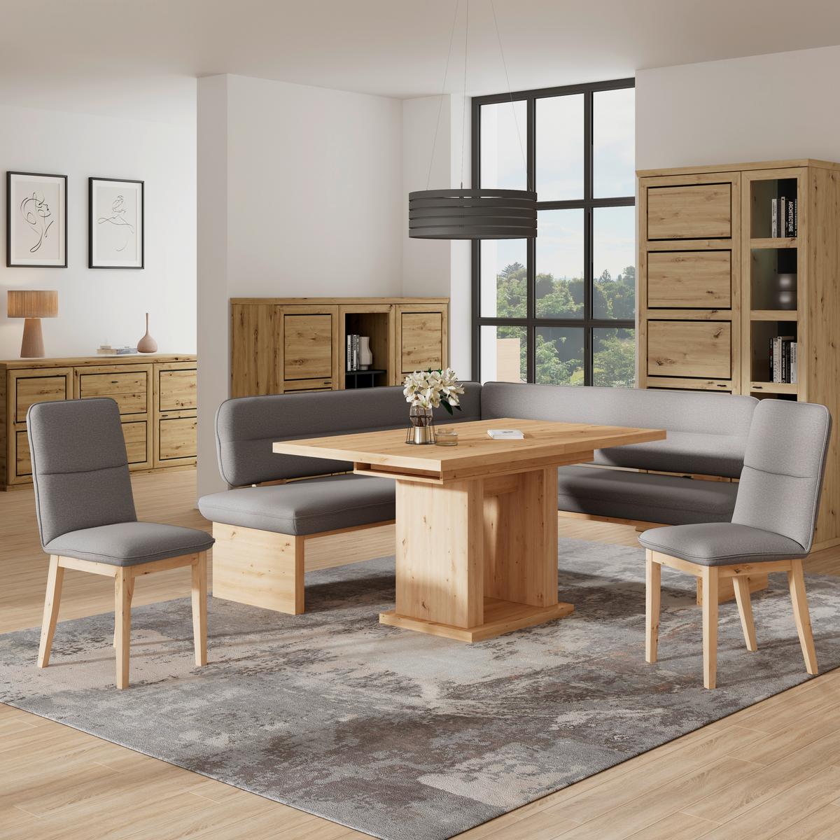 Eckbank Beluna Ii Wesbstoff Dunkelgrau, B: 192cm - Eichefarben/Dunkelgrau, KONVENTIONELL, Holz/Textil (192/170cm) - James Wood