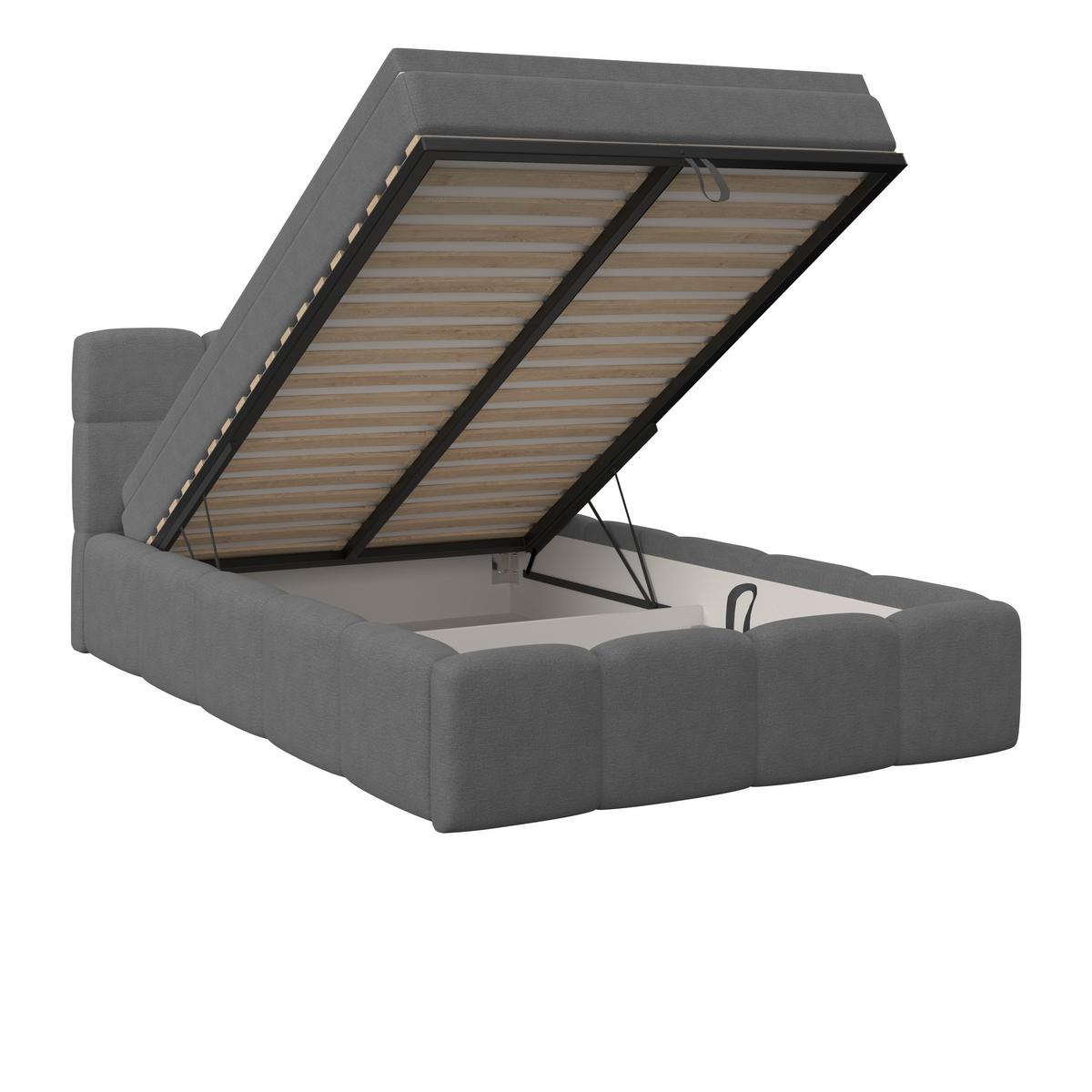 Polsterbett Noe Anthrazit 140x200 Cm - Anthrazit/Schwarz, Trend, Textil/Metall (140/200cm)