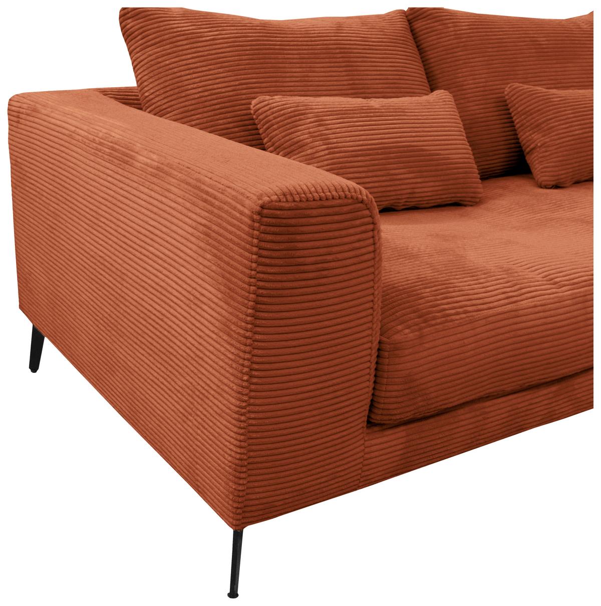 Ecksofa Berlin Cord Kupferfarben 313x172 cm - Schwarz/Kupferfarben, Design, Textil (313/172cm) - Livetastic