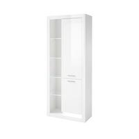 Vitrine Meran Weiß B: 80 cm - Weiß Hochglanz/Weiß, Design, Glas/Holzwerkstoff (80/195/37cm) - MID.YOU