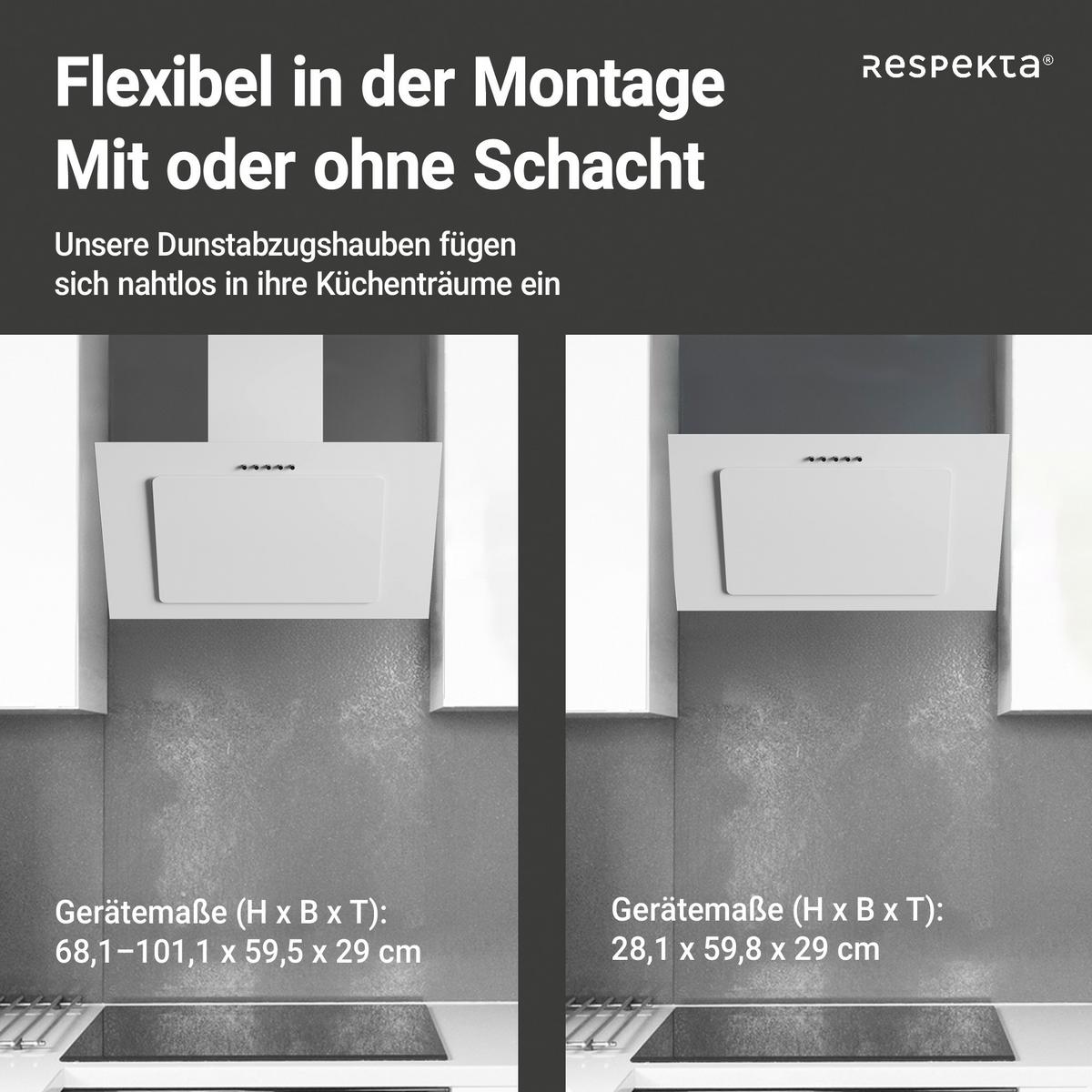 Kopffreihaube Respekta Kala Metall/Glas Weiß B: 59,5 cm - Weiß, Trend, Glas/Metall (59,5/68,1-101,1/30cm) - Respekta