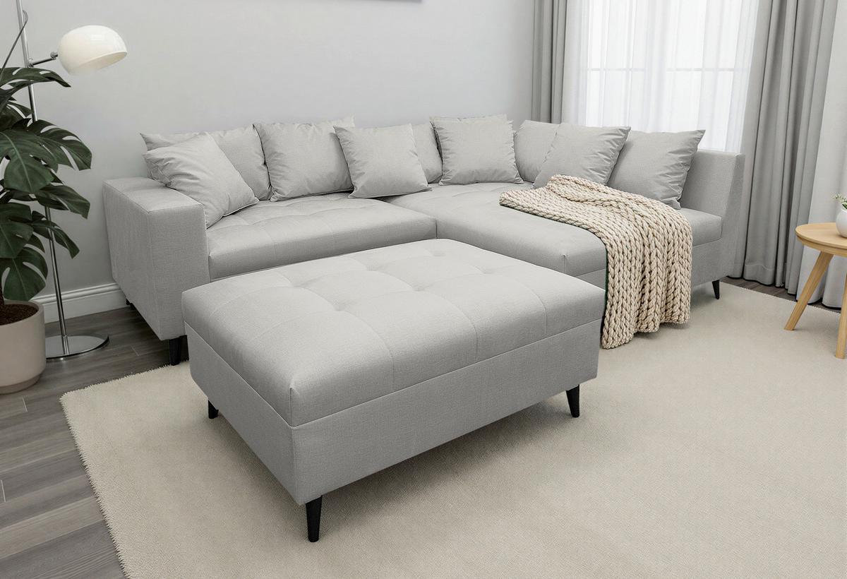 Ecksofa Pruno, Grau S: 247x174 Cm - Schwarz/Grau, Design, Textil (247/174cm) - MID.YOU