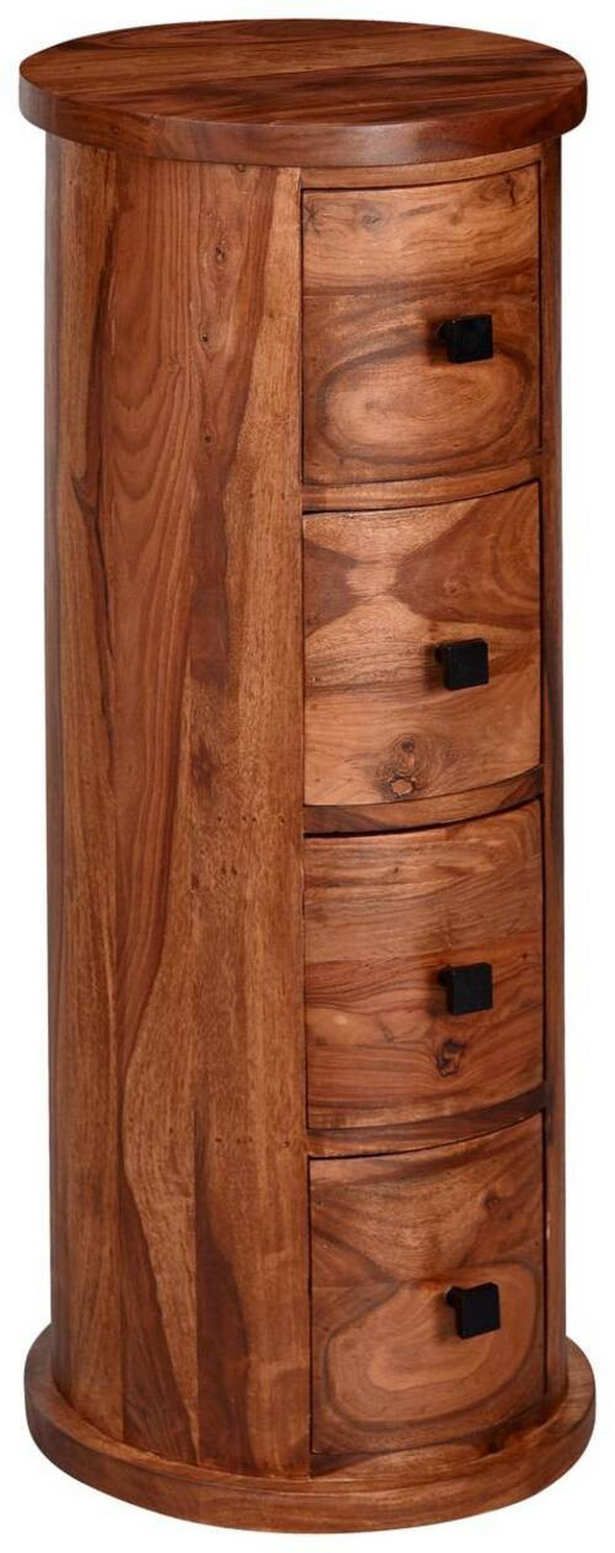 Komoda barvy sheesham - černá/barvy sheesham, Konvenční, kov/dřevo (35/85/35cm) - MID.YOU