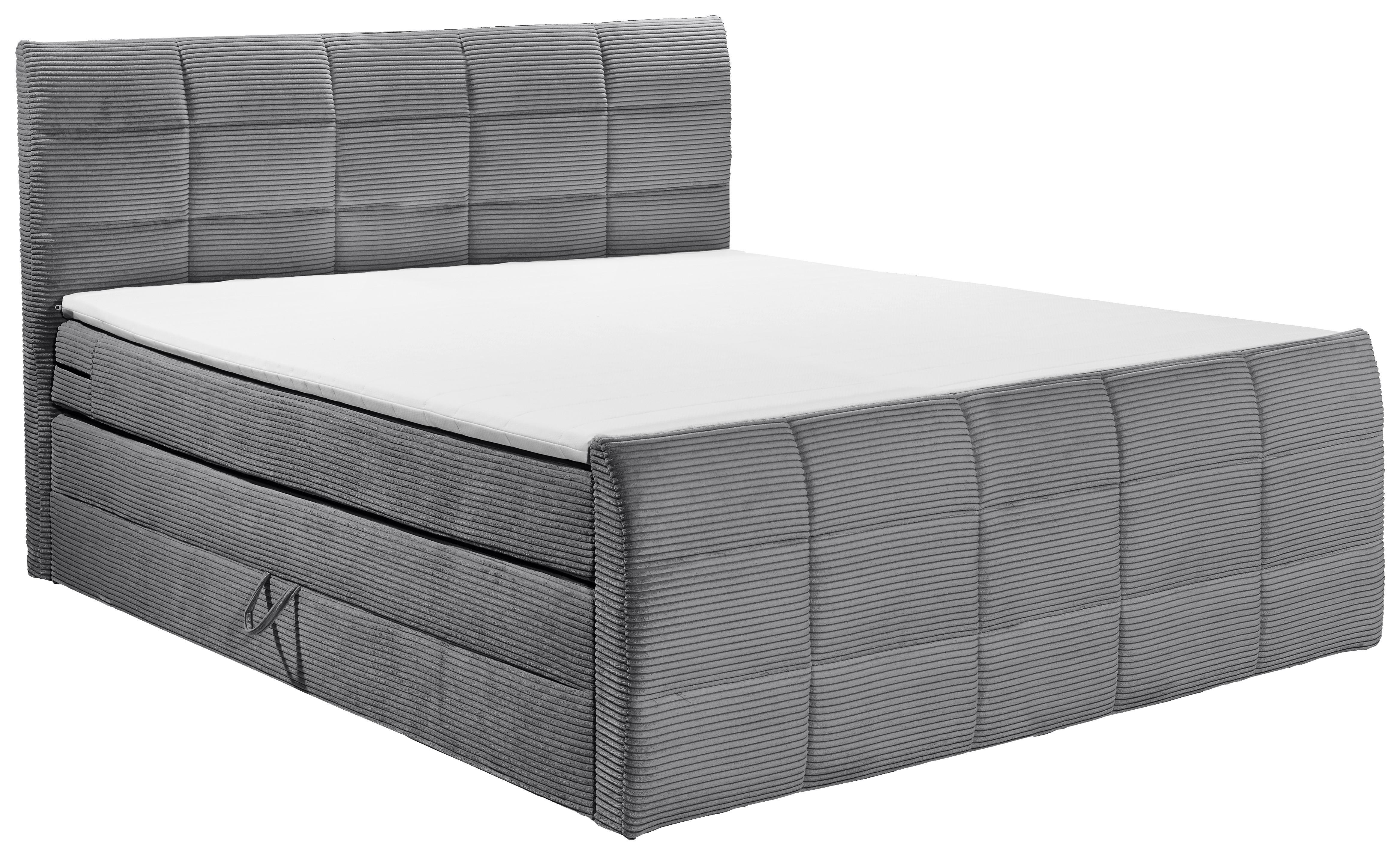 Boxspringbett Bolivia 6 - Dunkelgrau/Schwarz, MODERN, Holzwerkstoff/Textil (180/200cm) - MID.YOU