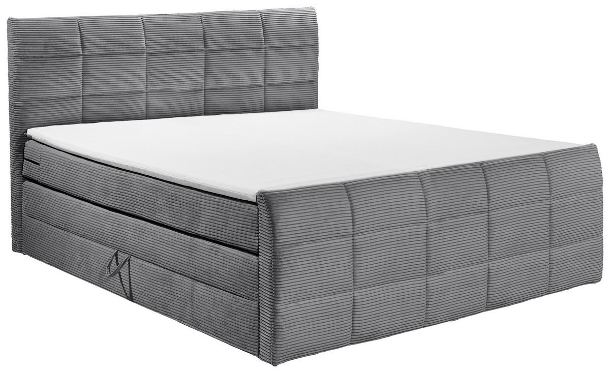 Boxspringbett Bolivia 6 - Dunkelgrau/Schwarz, MODERN, Holzwerkstoff/Textil (180/200cm) - MID.YOU