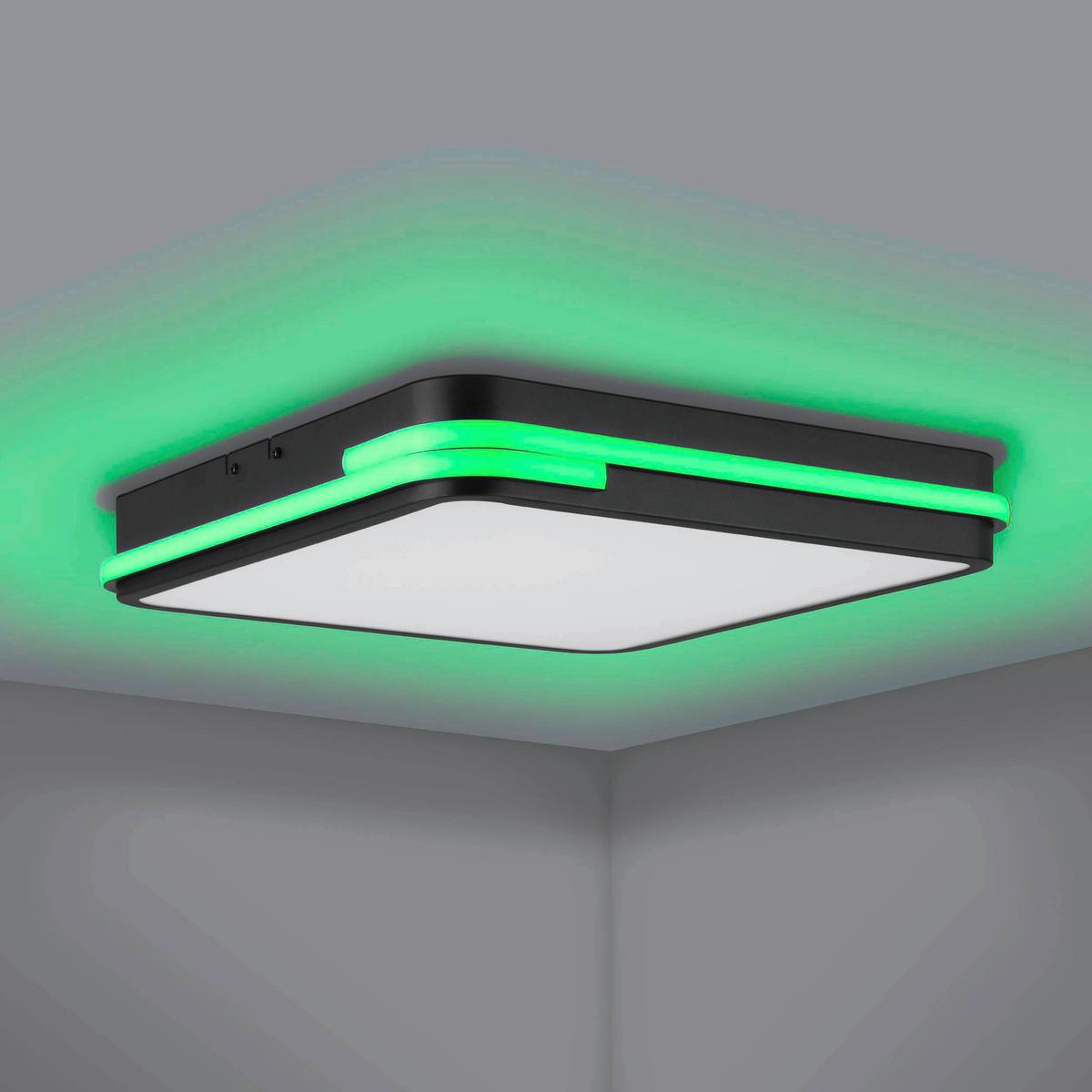 Deckenleuchte Genovese L: 47 cm Mit Smartphone-Steuerung - Schwarz/Weiß, Design, Kunststoff/Metall (47/47/8cm) - Eglo