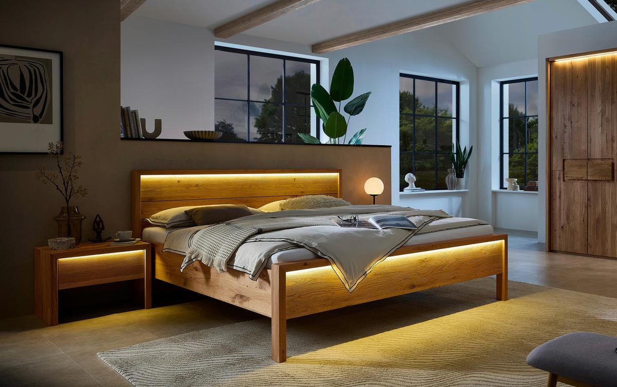 Bett Emilia Naturfarben /Wildeiche 160x200cm - Wildeiche/Naturfarben, MODERN, Holz (160/200cm) - MID.YOU