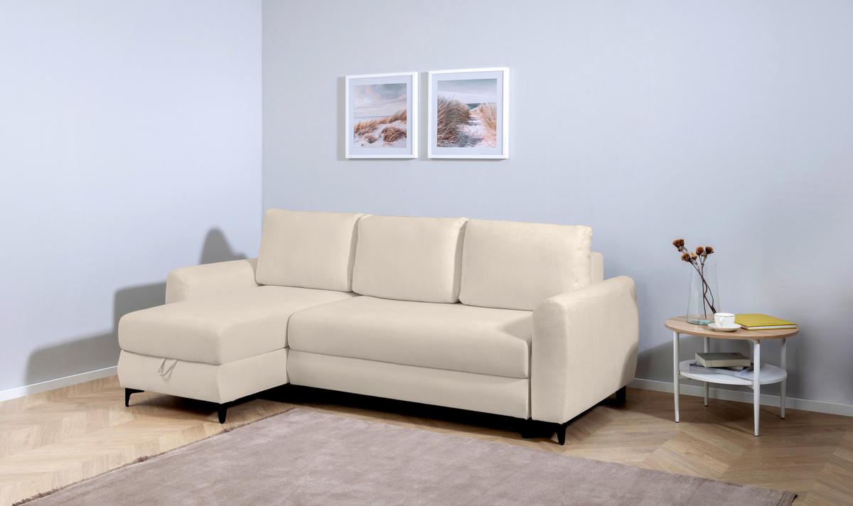 Ecksofa Moli, Taupe S: 236x148 cm - Taupe/Schwarz, Design, Textil (236/148cm) - MID.YOU