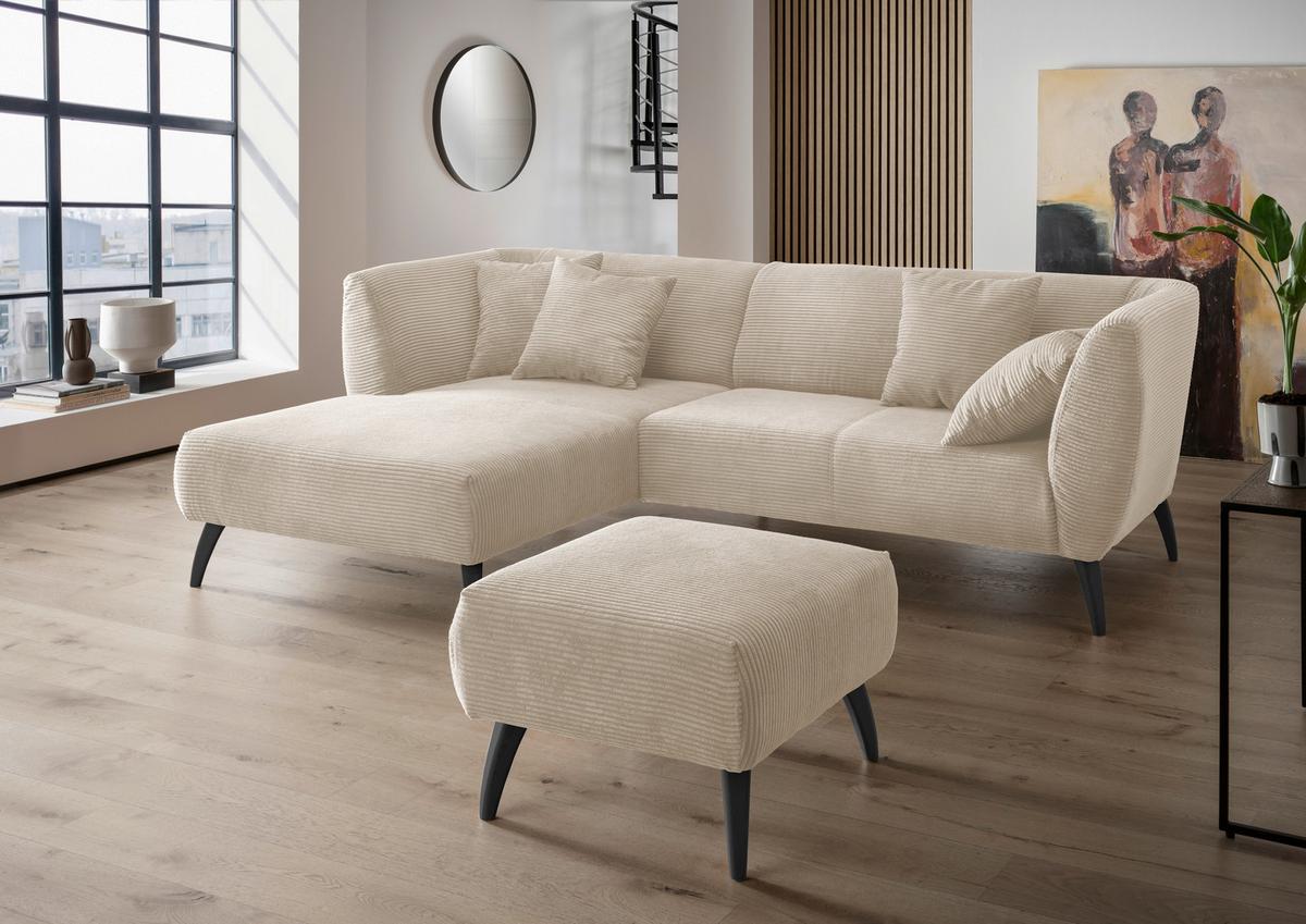 Ecksofa Colori Beige S: 160/264 Cm - Beige/Schwarz, MODERN, Holz/Textil (160/264cm) - MID.YOU