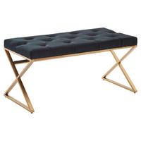 Lavica čierna - čierna/zlatá, Design, kov/textil (90/46/44cm) - MID.YOU