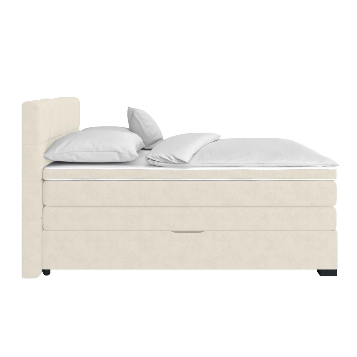 Boxspringbett April New Champagner, LF: 160x200cm - Champagner/Schwarz, KONVENTIONELL, Textil (160/200cm) - Sembella