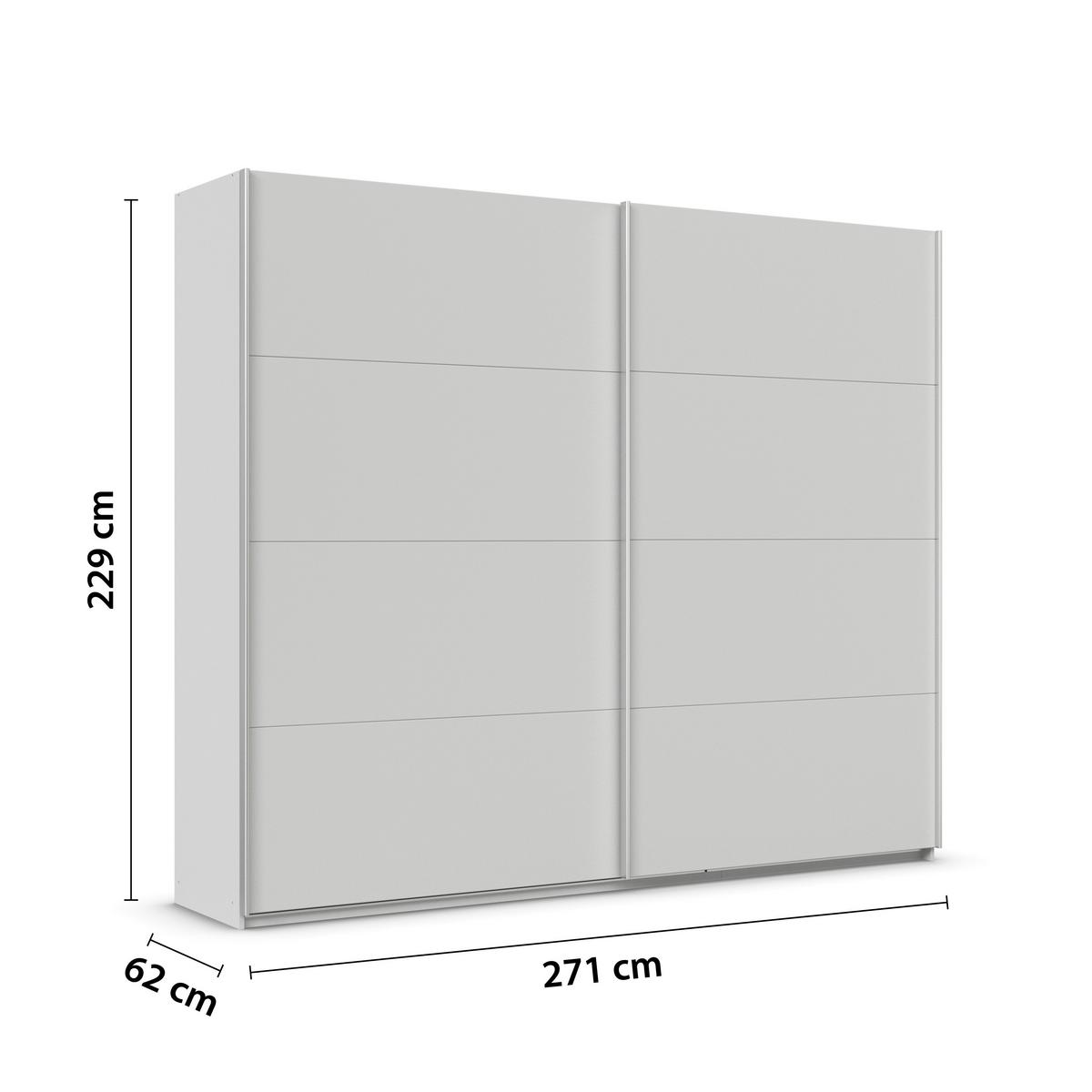 Schwebetürenschrank Feldkirch 271 Maxihöhe - Hellgrau, MODERN, Holzwerkstoff (271/229/62cm)