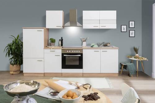 Küchenzeile ohne Geräte B: 270 cm Weiß/Eiche Dekor, Modern - Eichefarben/Weiß, Basics, Holzwerkstoff (270cm) - Respekta