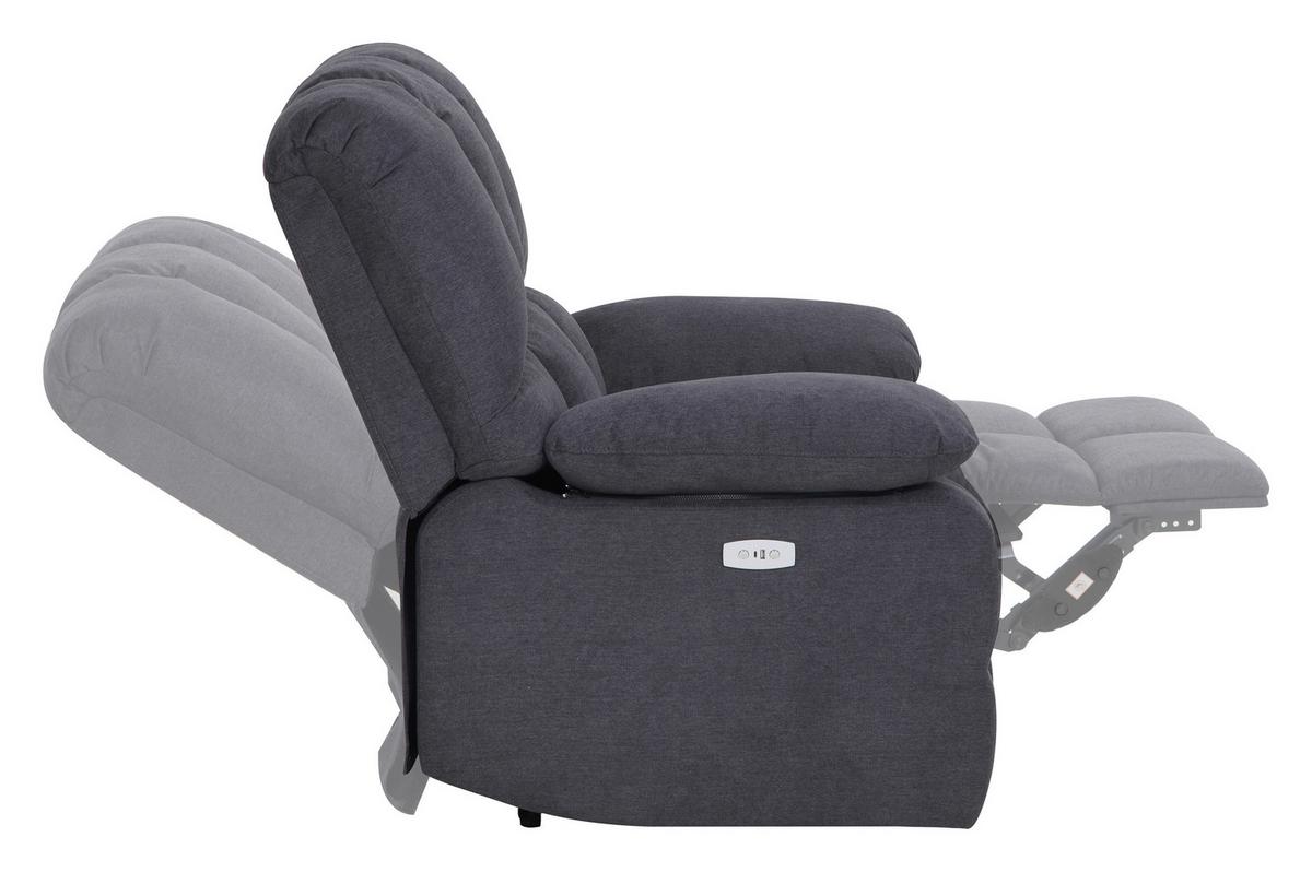 Relaxačné kreslo BOLTON, sivá, el.relaxačná funkcia - sivá, Basics, kov/drevo (108/103,5/96,5cm)