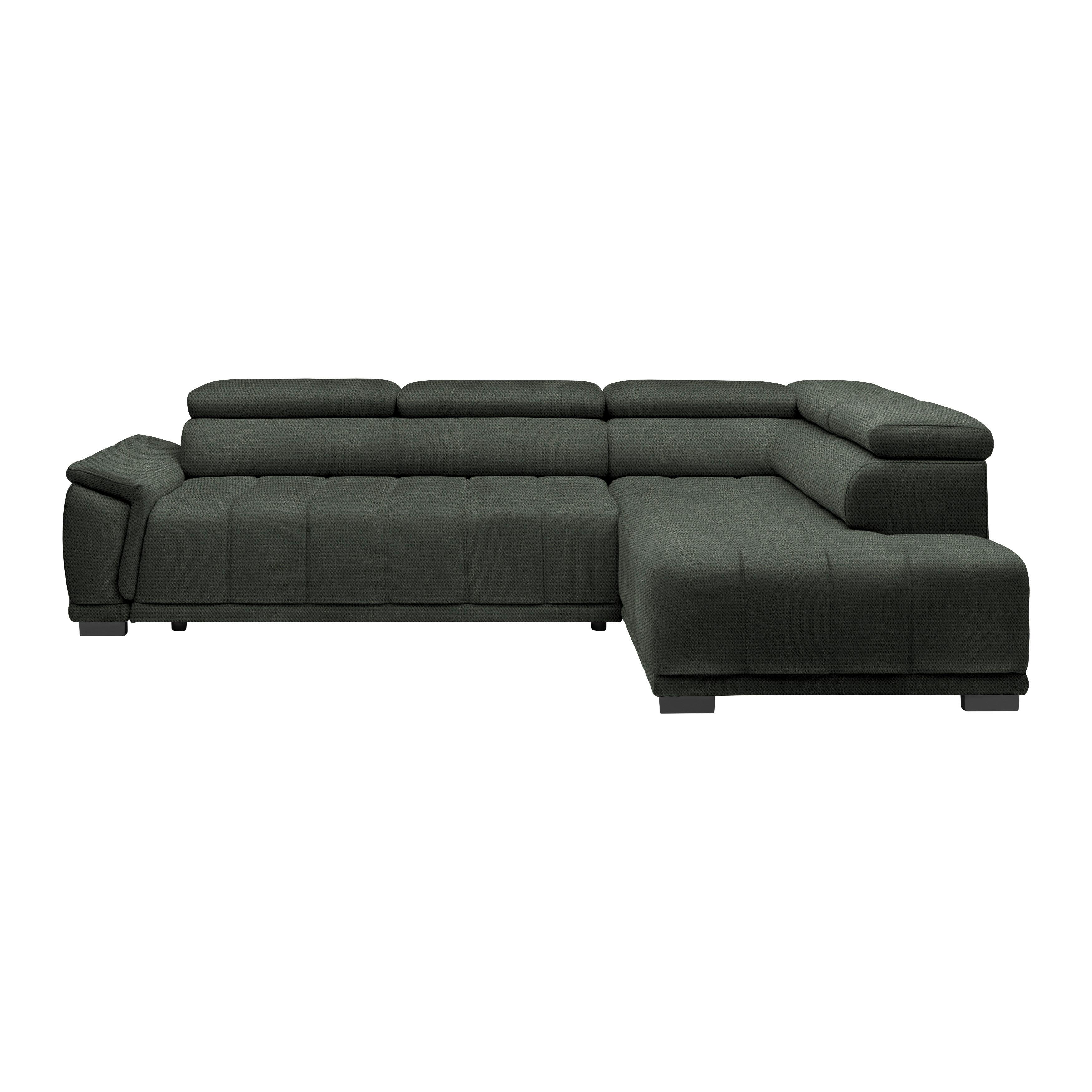 Rohová sedačka GRINALDI, pravá, tmavě zelená - černá/tmavě zelená, Moderní, textil/plast (283/206cm) - Premium Living