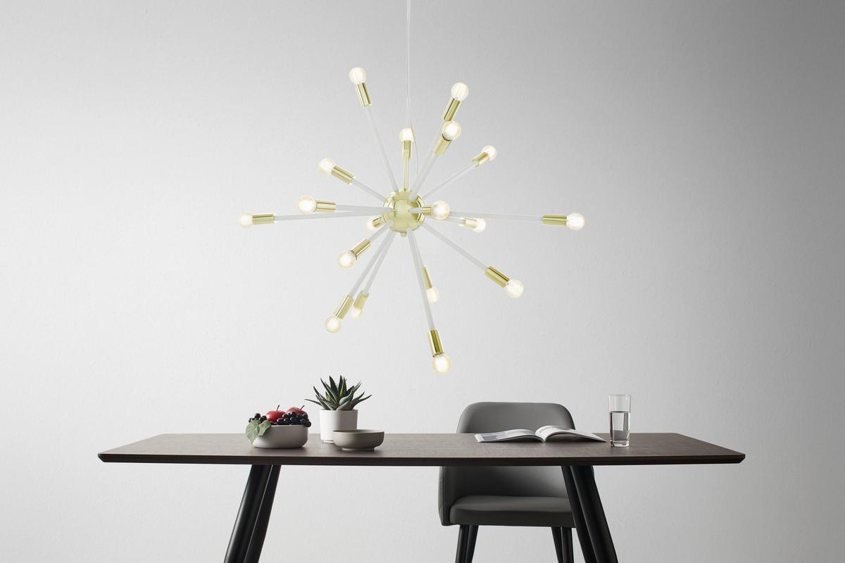 Luster CIARA - biela/mosadzná, Modern, kov - Bessagi Home