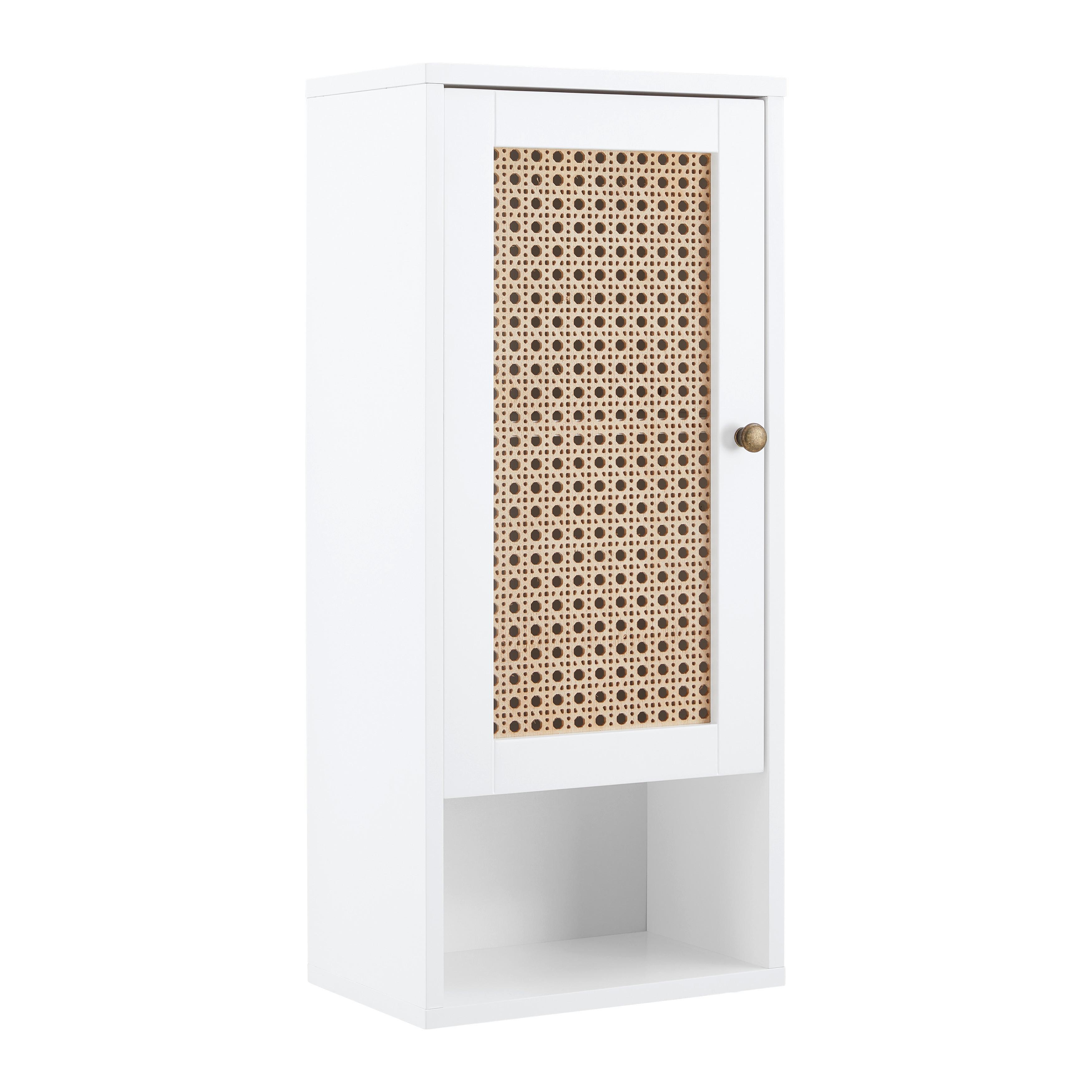 Závesná skrinka LISA biela - biela/bronzová, Modern, kov/kompozitné drevo (32/72/20cm) - Bessagi Home