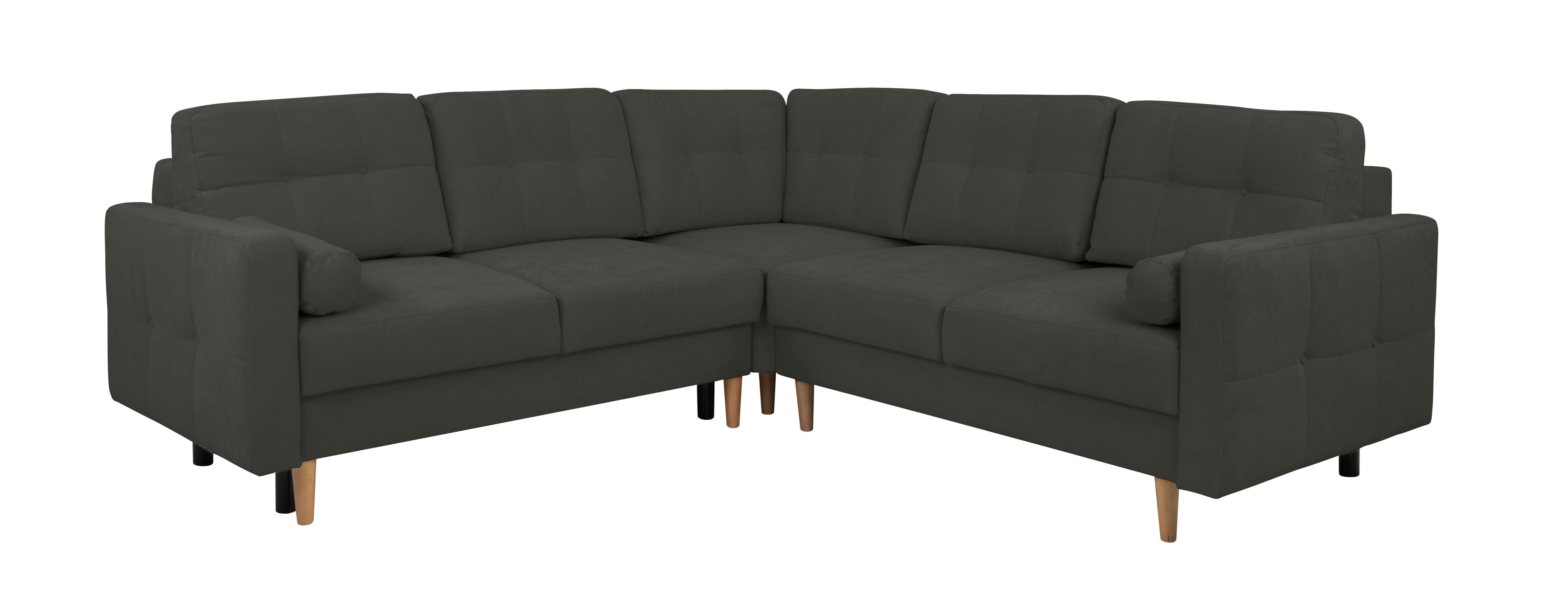 Ecksofa Noret, Schwarz S: 242x242 Cm - Buchefarben/Schwarz, Design, Textil (242/242cm) - MID.YOU