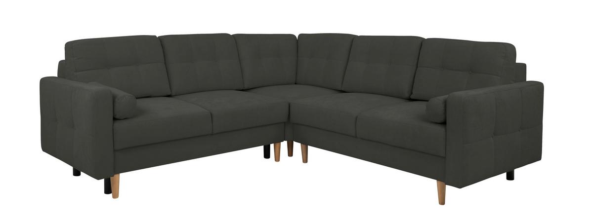 Ecksofa Noret, Schwarz S: 242x242 Cm - Buchefarben/Schwarz, Design, Textil (242/242cm) - MID.YOU