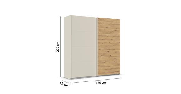 Schwebetürenschrank Feldkirch 226cm Champagner/Eiche Artisan - Champagner/Eiche Artisan, Trend, Holzwerkstoff (226/229/61cm) - Luca Bessoni