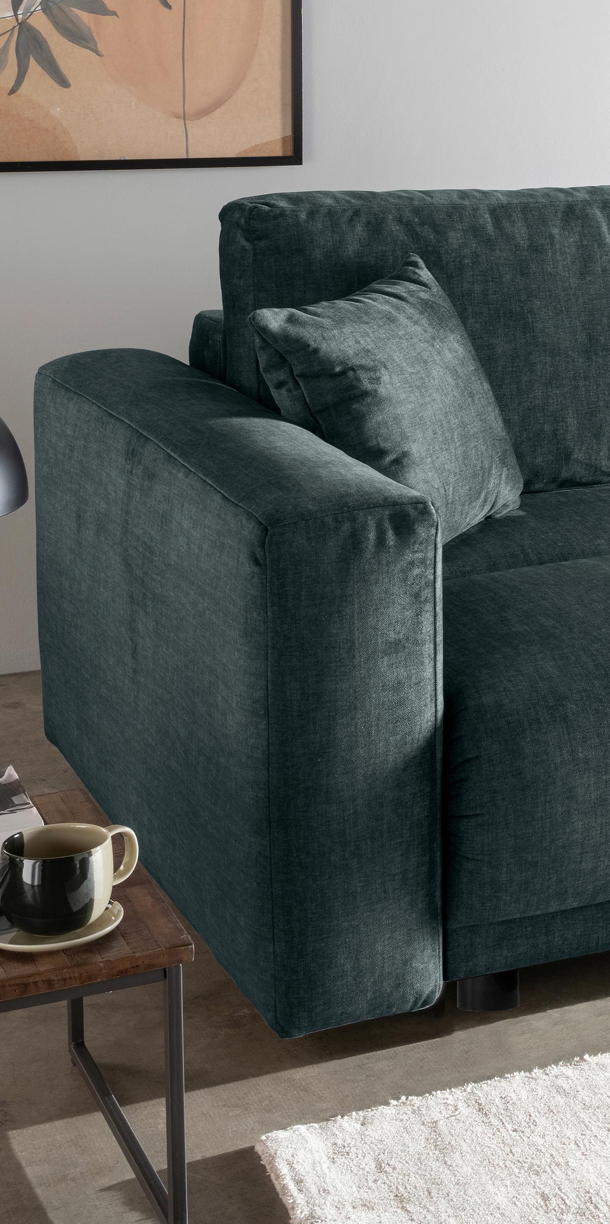 Schlafsofa Longo, Blau B: 245 Cm - Blau/Schwarz, MODERN, Textil (245/86/126cm) - Livetastic