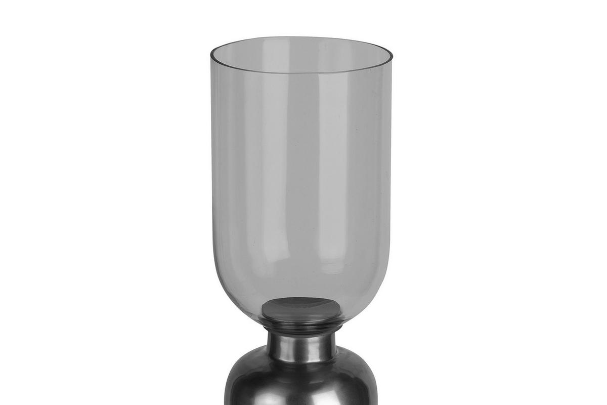 Kerzenhalter Shanti Schwarz, D: 16 cm - Schwarz, Trend, Glas/Stein (16/72,5/72.5cm) - Kayoom