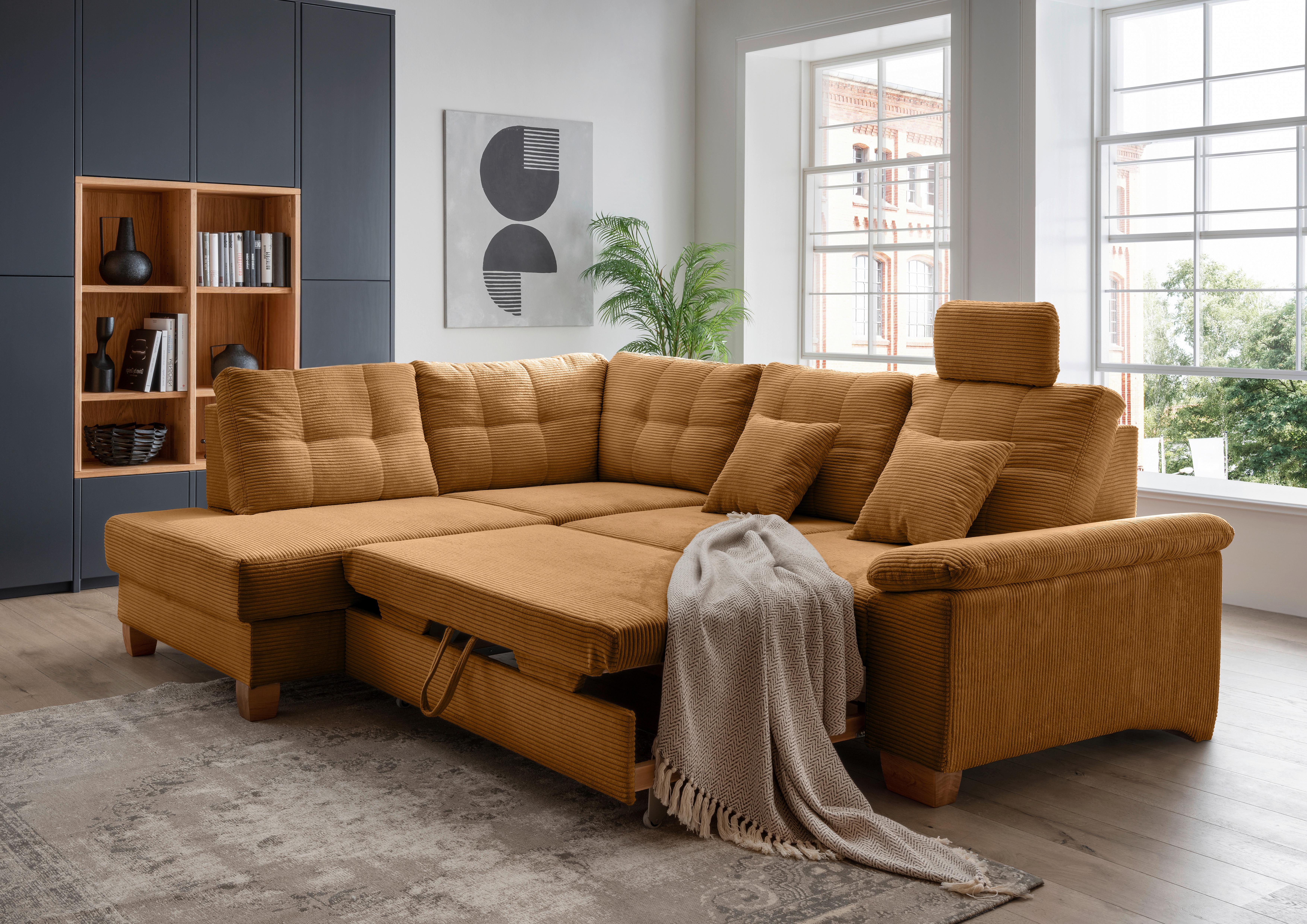 Ecksofa Brizzini Goldfarben S: 206x274 Cm - Goldfarben/Naturfarben, MODERN, Textil (206/274cm) - Livetastic