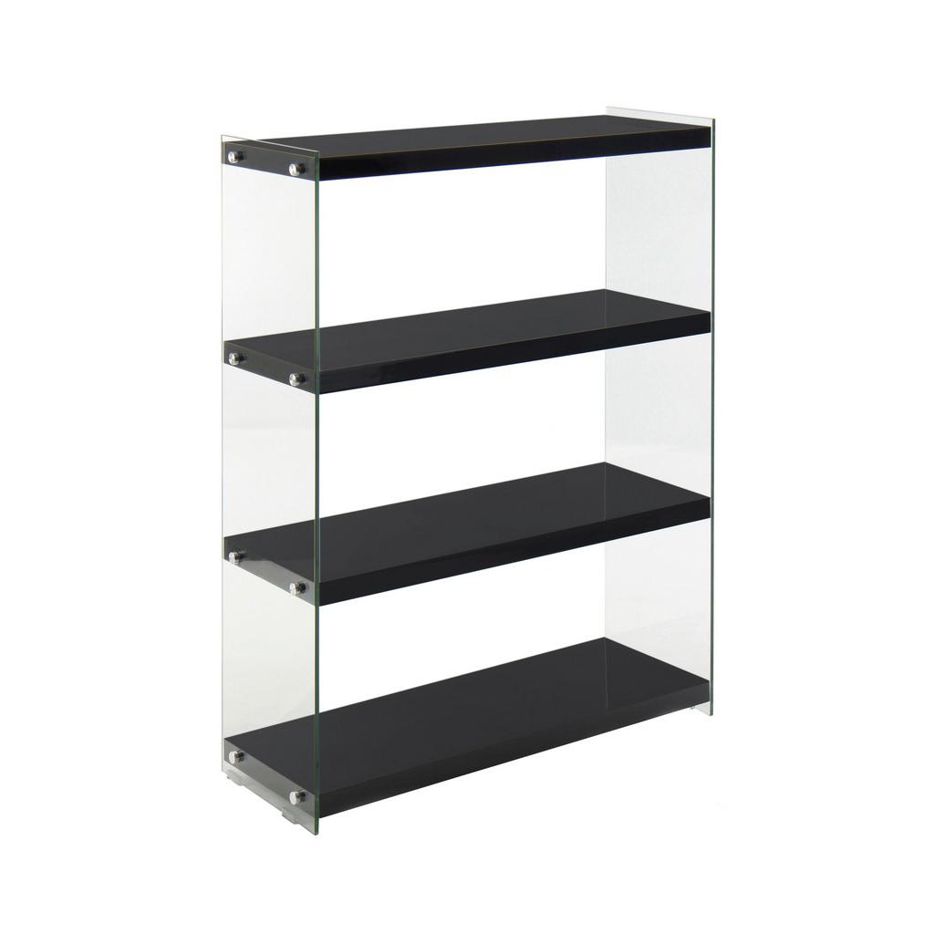 Regal Elementary B: 83 cm Schwarz/Glas Transparent