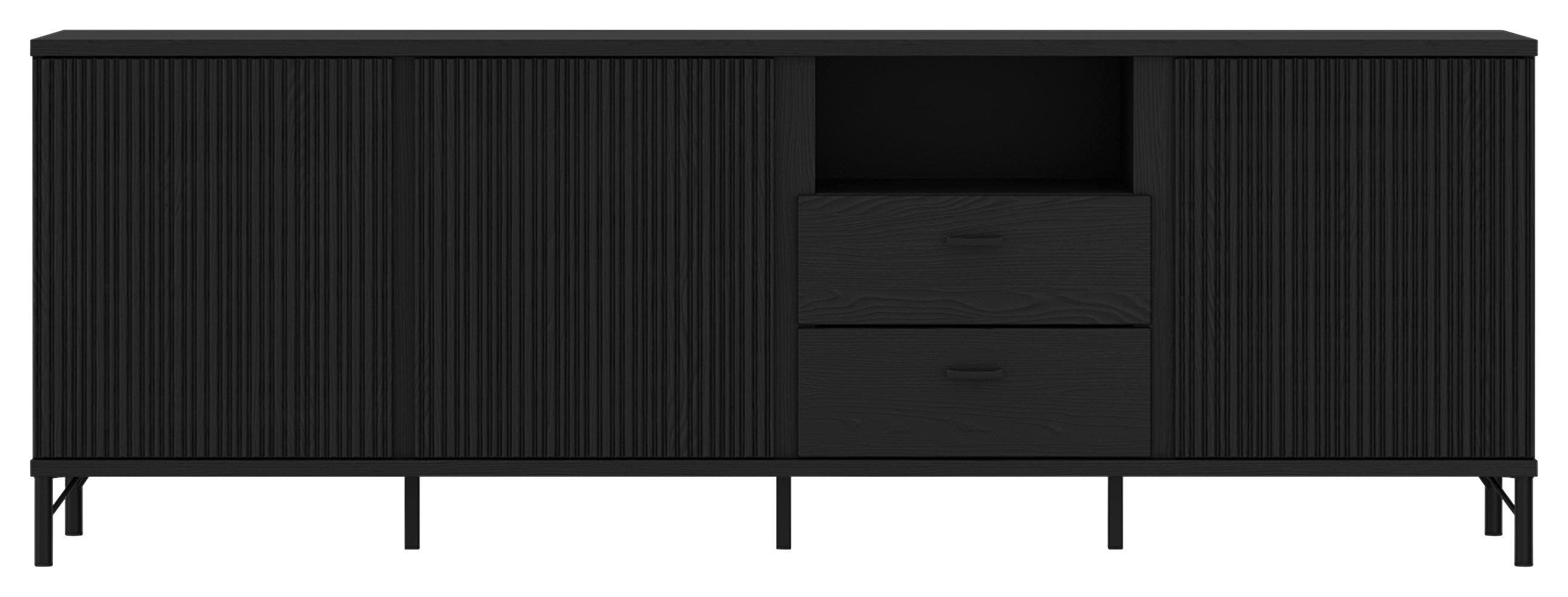 KOMODA POD TELEVIZI LUSAKA - černá, Trend, kov/kompozitní dřevo (200/70/40cm)
