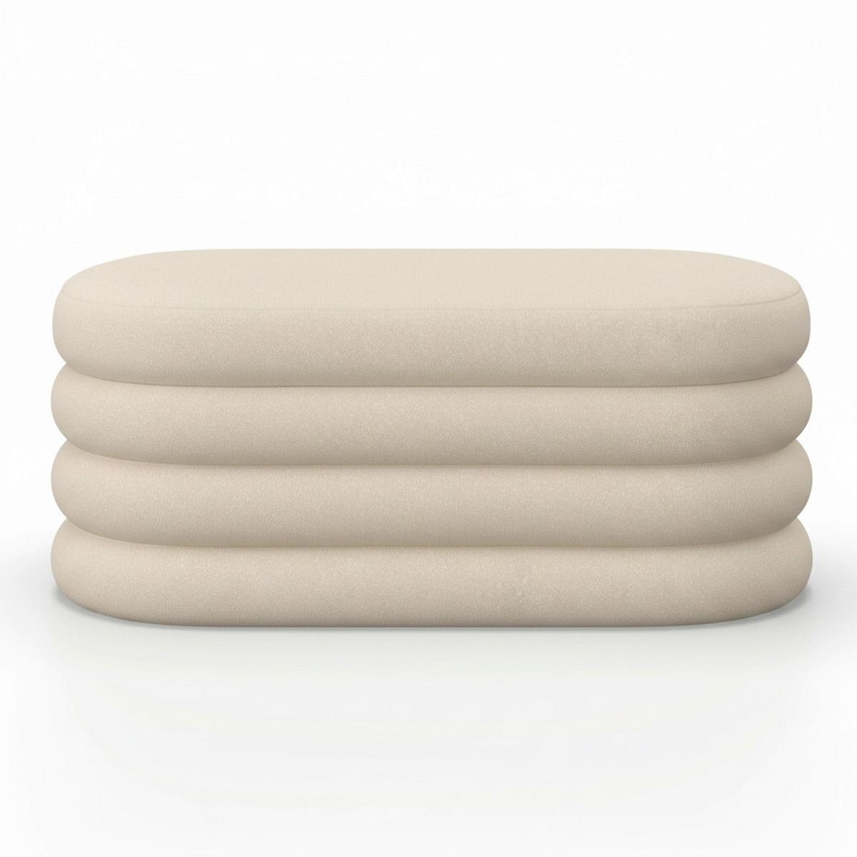 Taburetová lavice LORENA polstrovaná, béžová - béžová, Moderní, dřevo/textil (110/47/45cm) - Bessagi Home