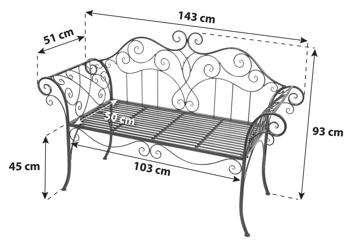 Gartenbank Eisen 2-sitzer Selene - Rostfarben, MODERN, Metall (143/92,5/51cm)