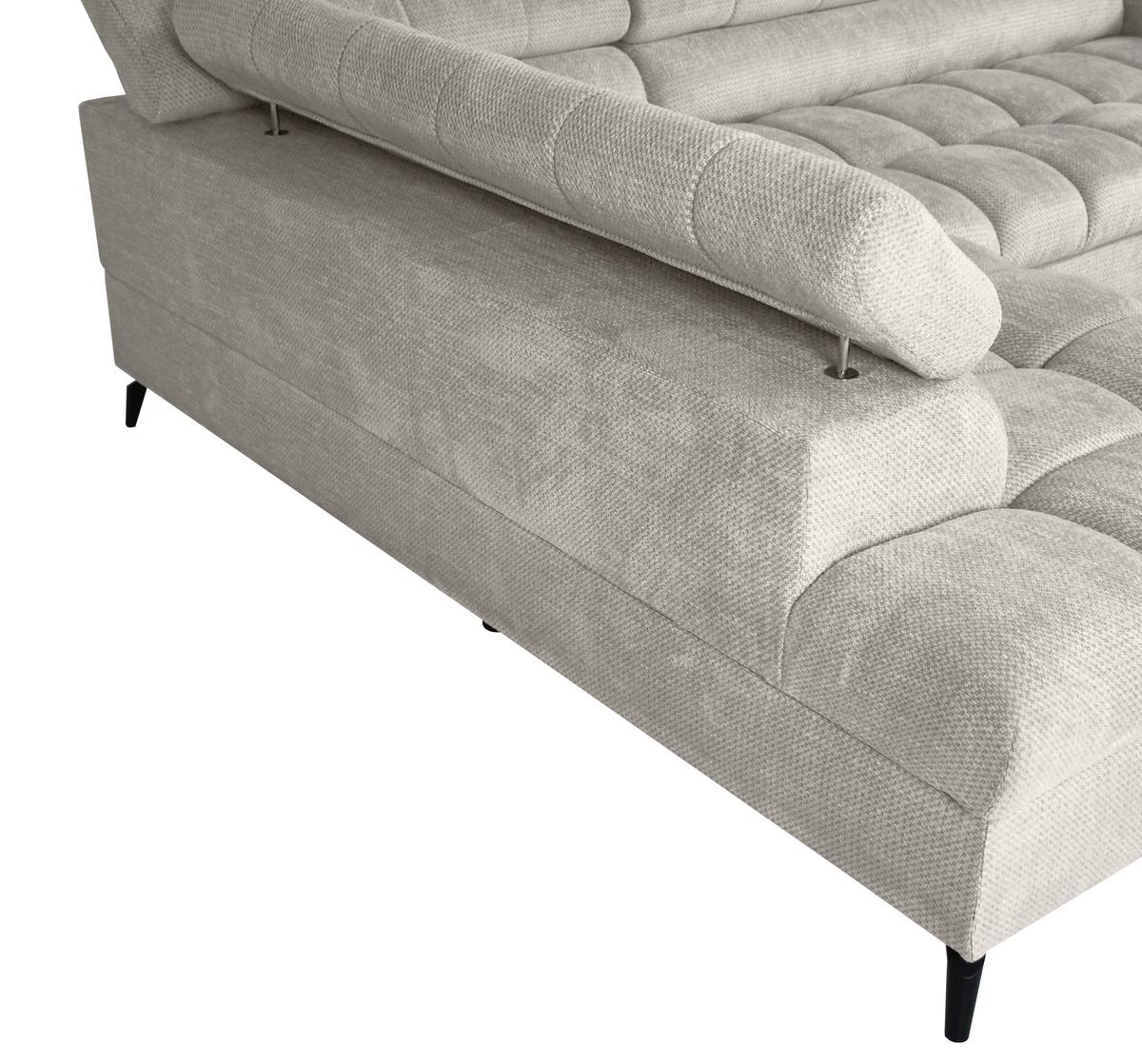 Ecksofa Volf Links New Hellgr. mit Schlaffunktion, 203x261 cm - Hellgrau/Schwarz, Trend, Textil (203/261cm)